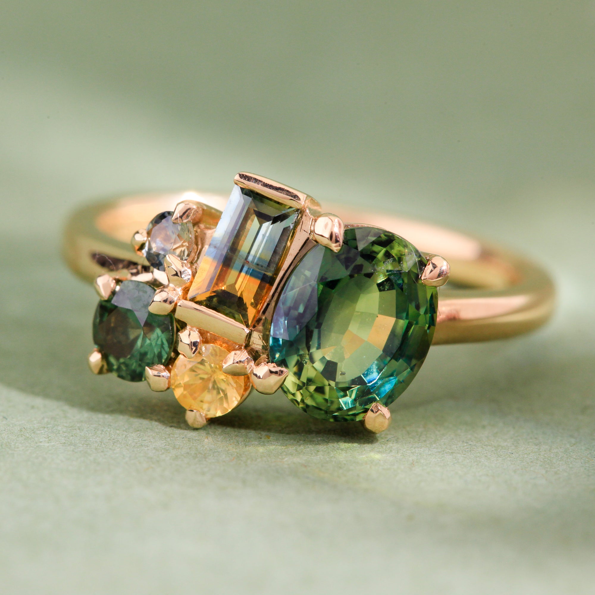 Aurora Australis Ring | Cluster Bi Colour Sapphire Ring