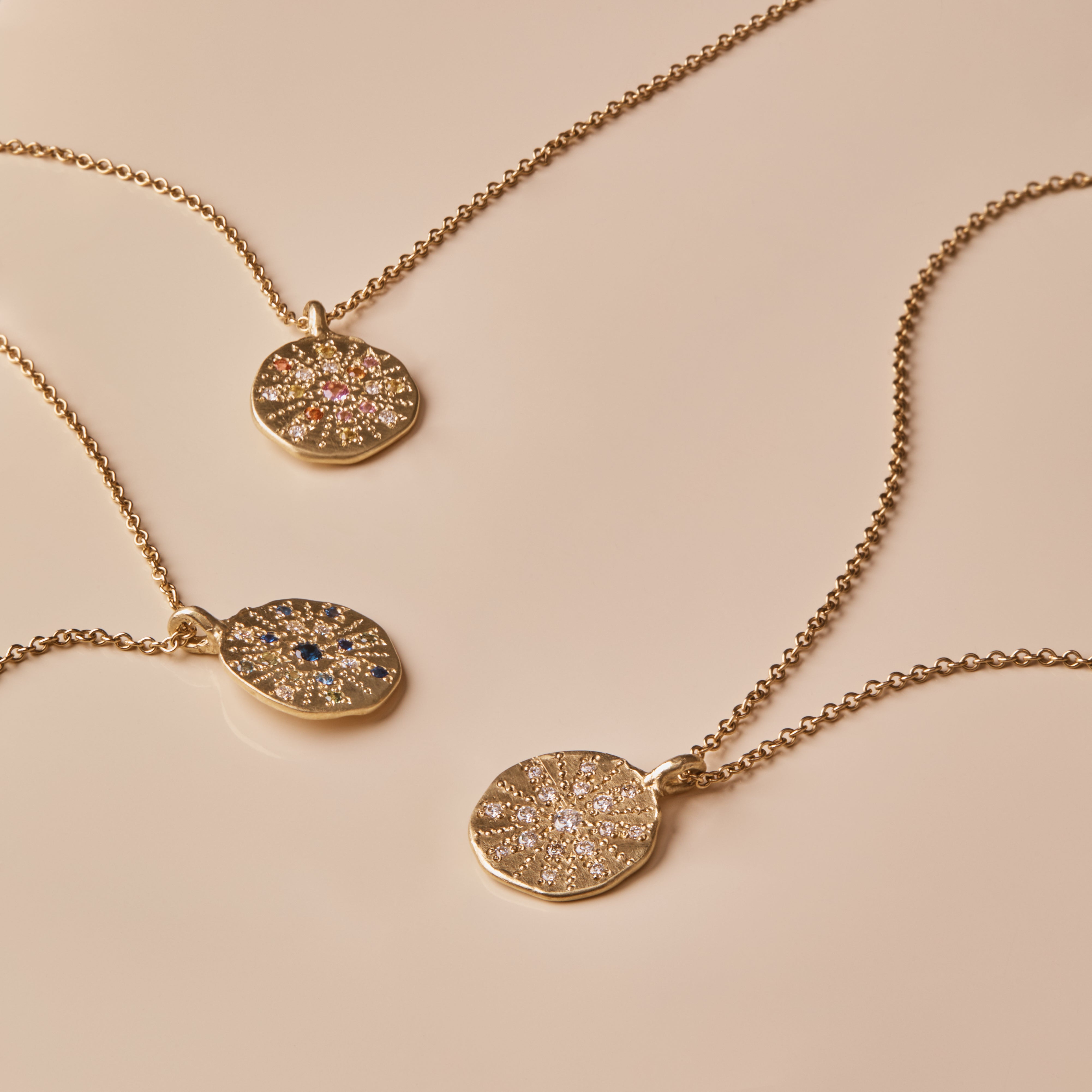 Sunburst Warm Sapphire Necklace