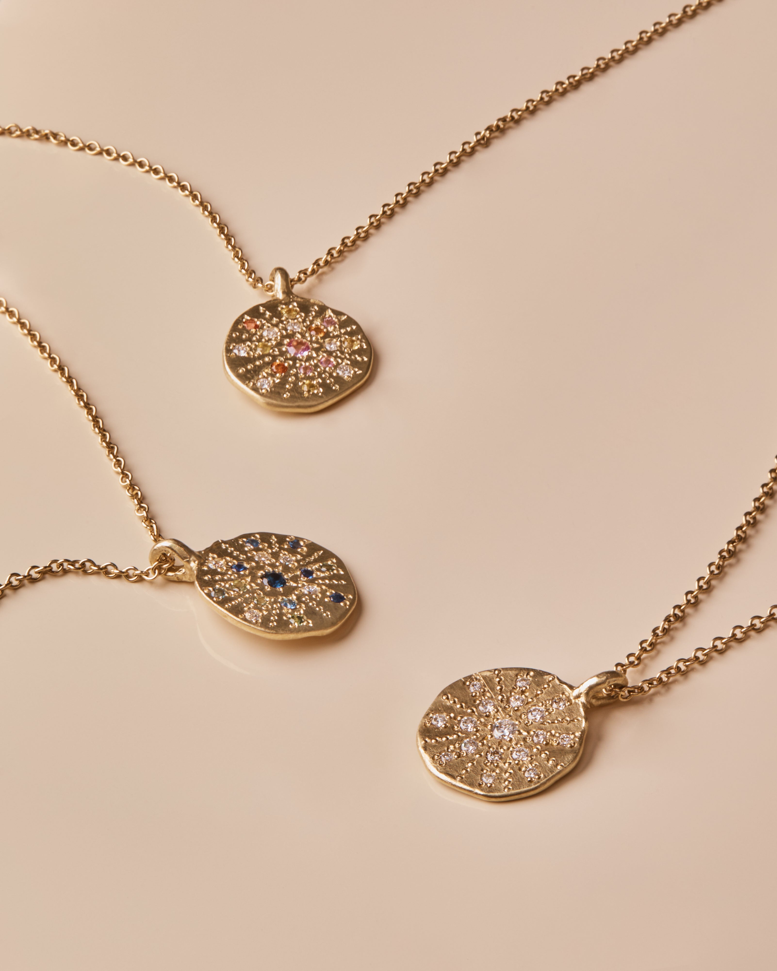 Sunburst Warm Sapphire Necklace