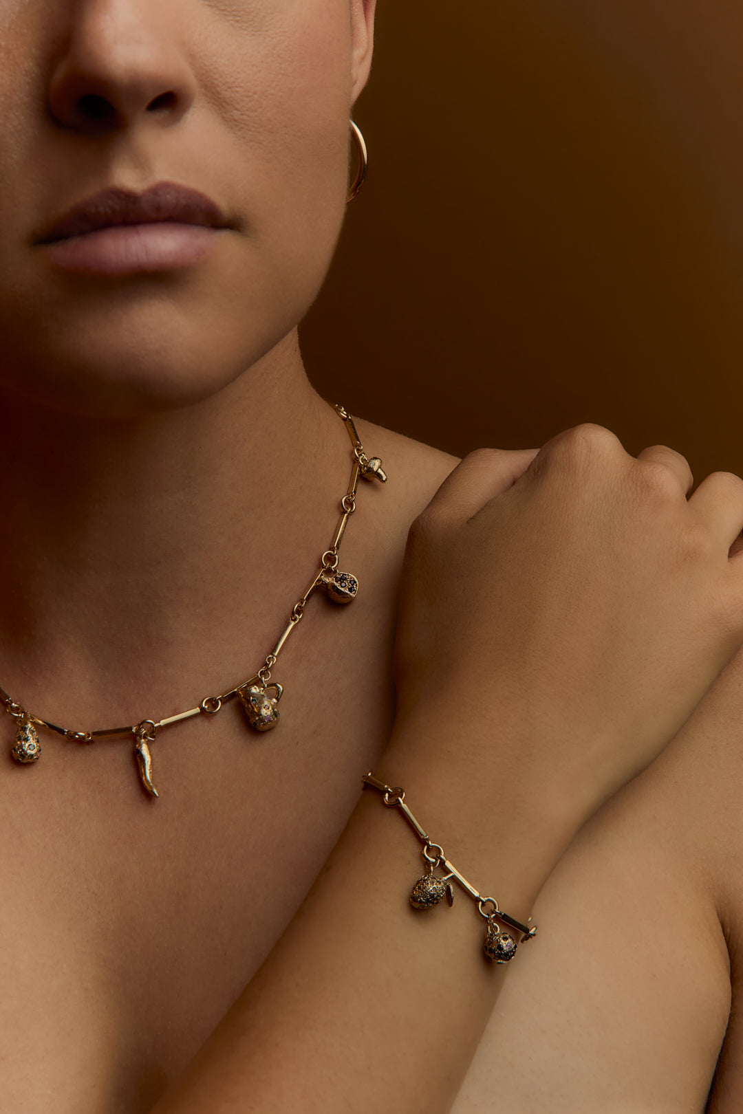 charms on gold chain