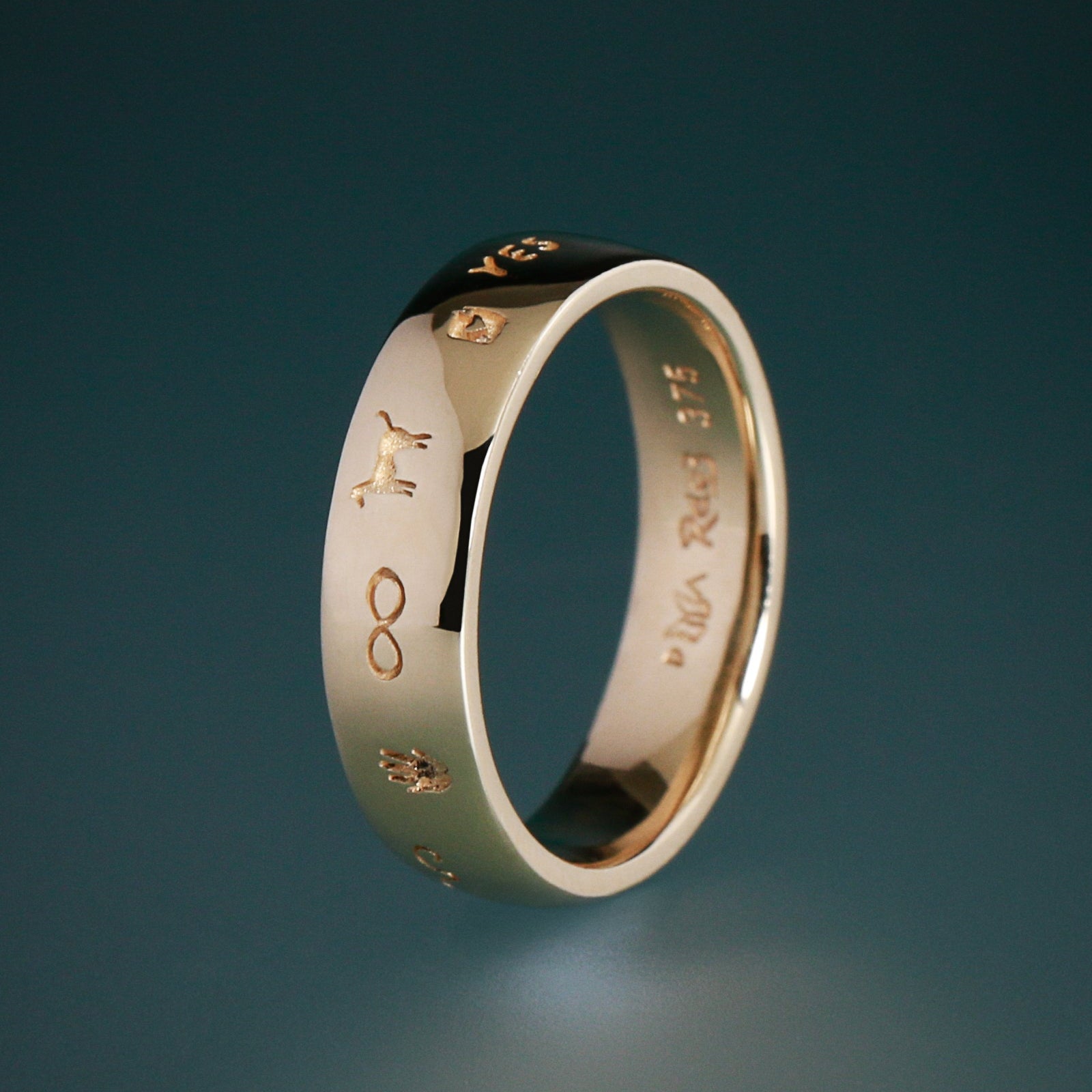 engraved mens gold wedding band