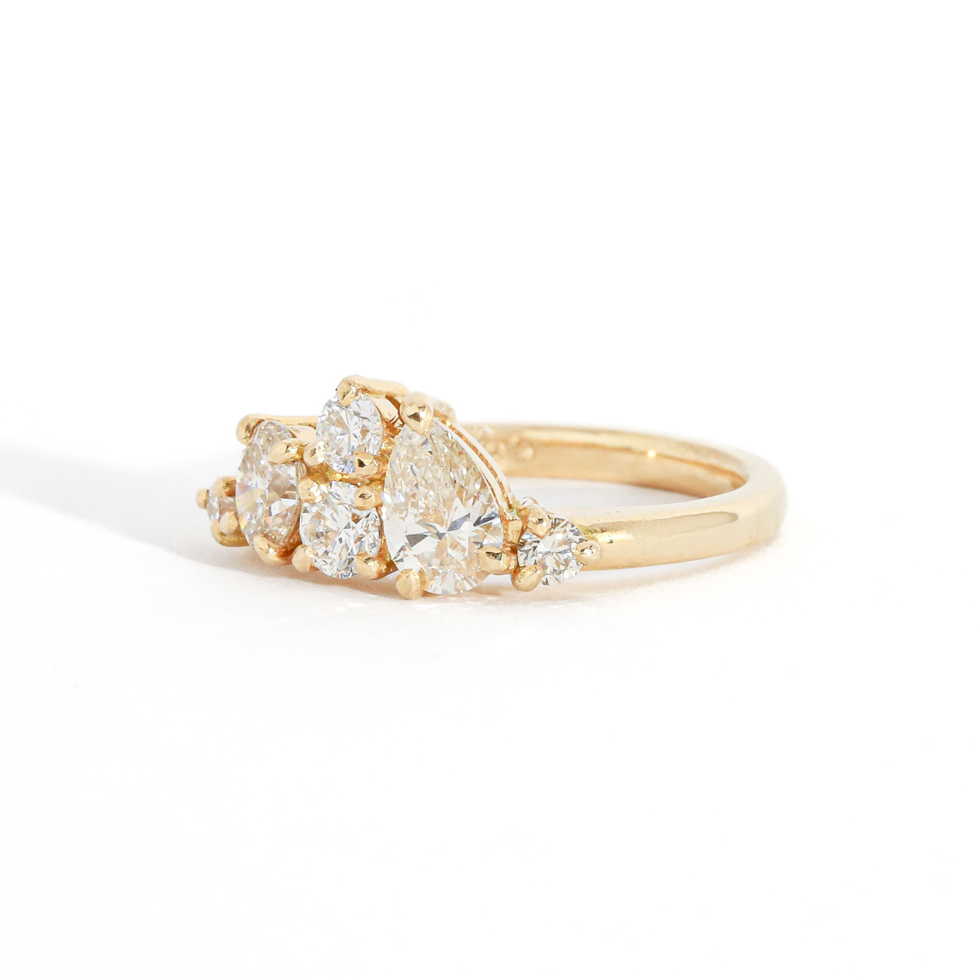 diamond cluster ring on 18kt yellow gold