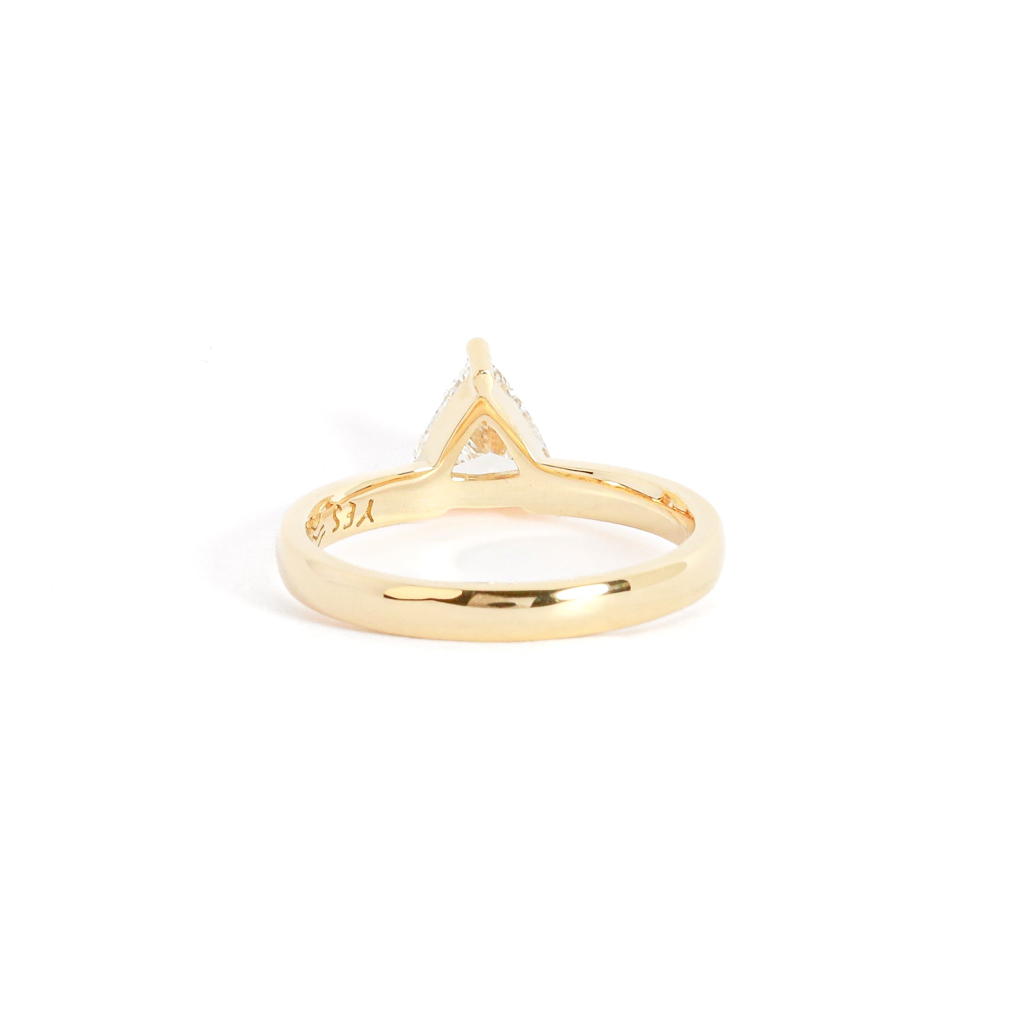 trilliant cut diamond solitaire gold ring