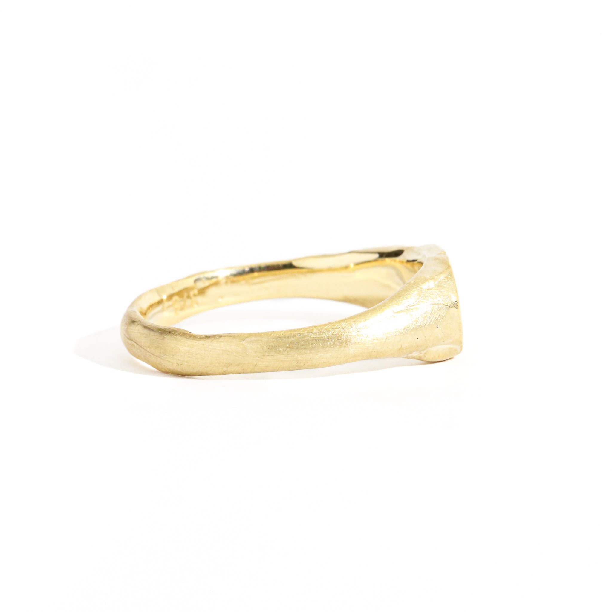 Signet Ring with Princess Cut White Diamond in 9ct Yellow Gold