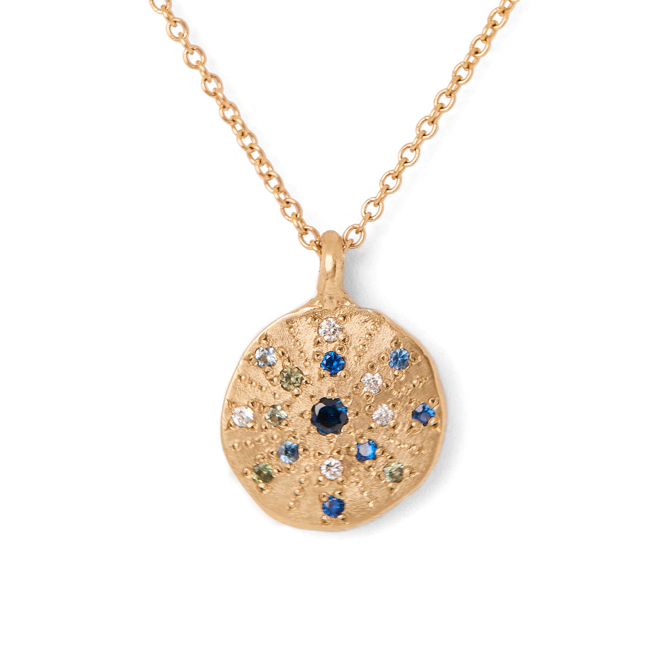 Sunburst Blue Sapphire Necklace