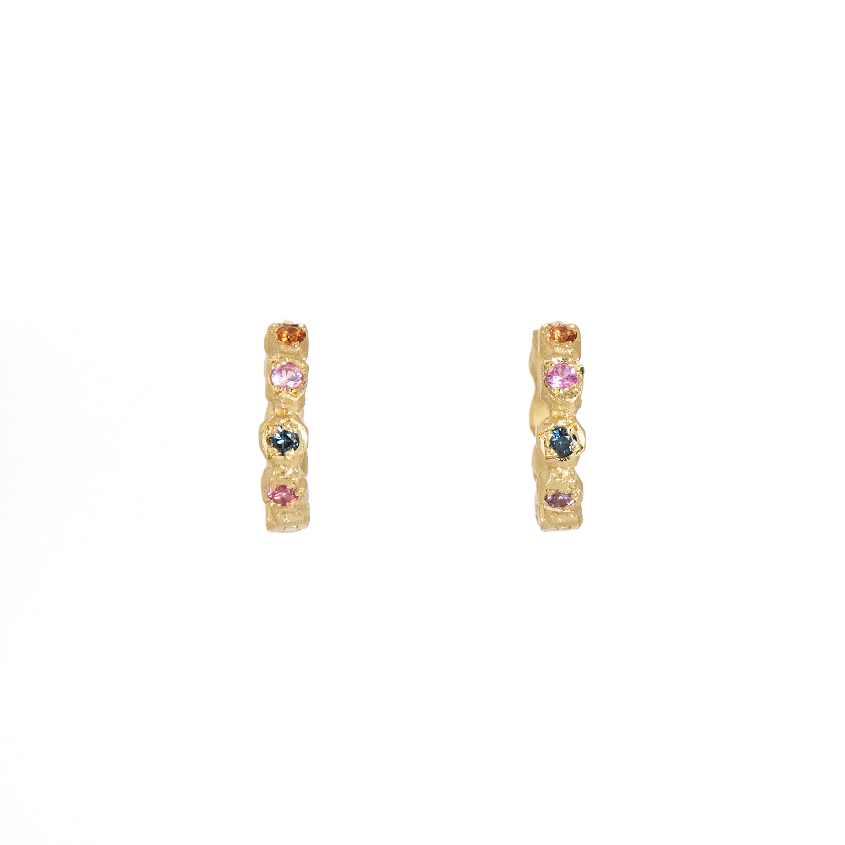 Asteroid Sapphire Huggie Earrings