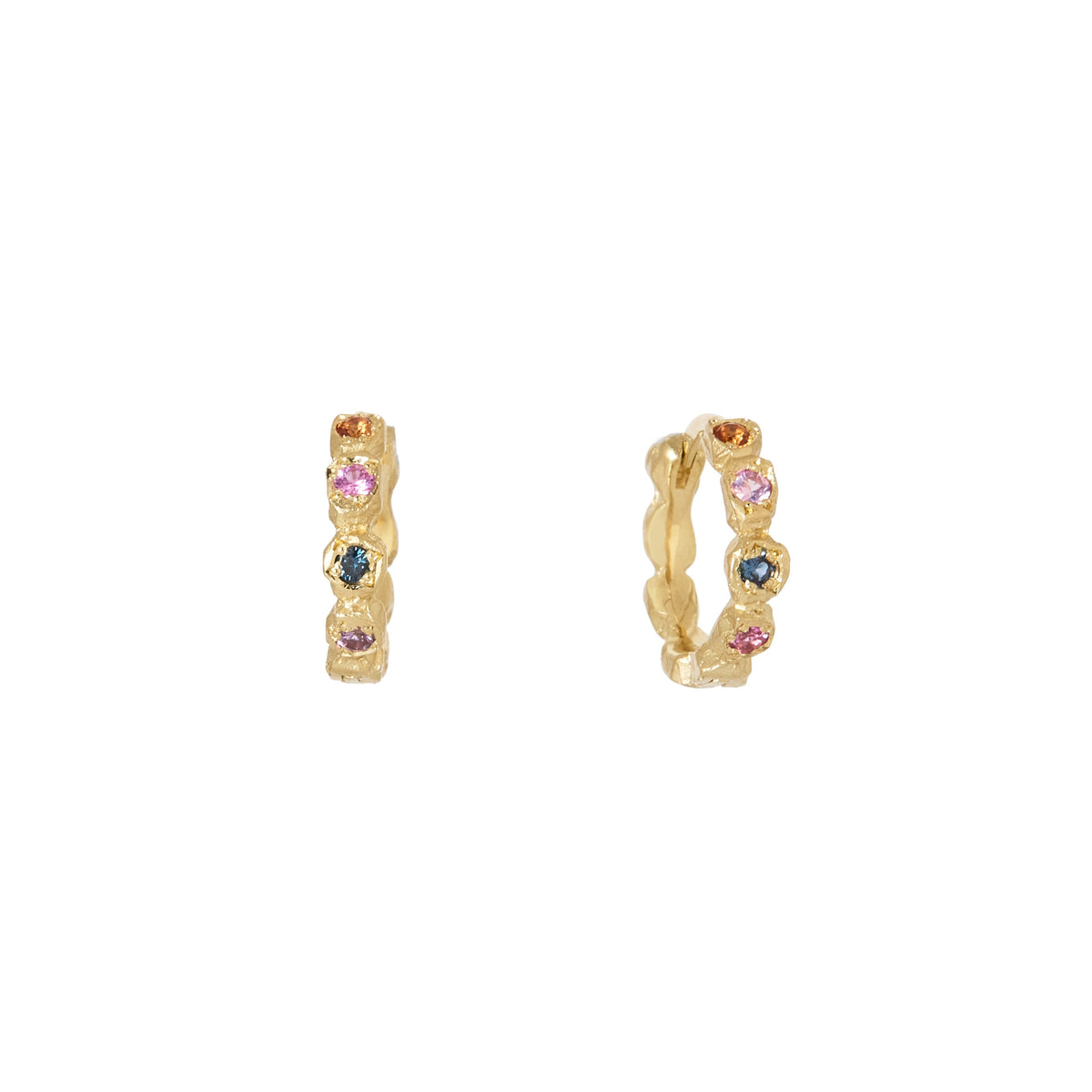 Asteroid Sapphire Huggie Earrings