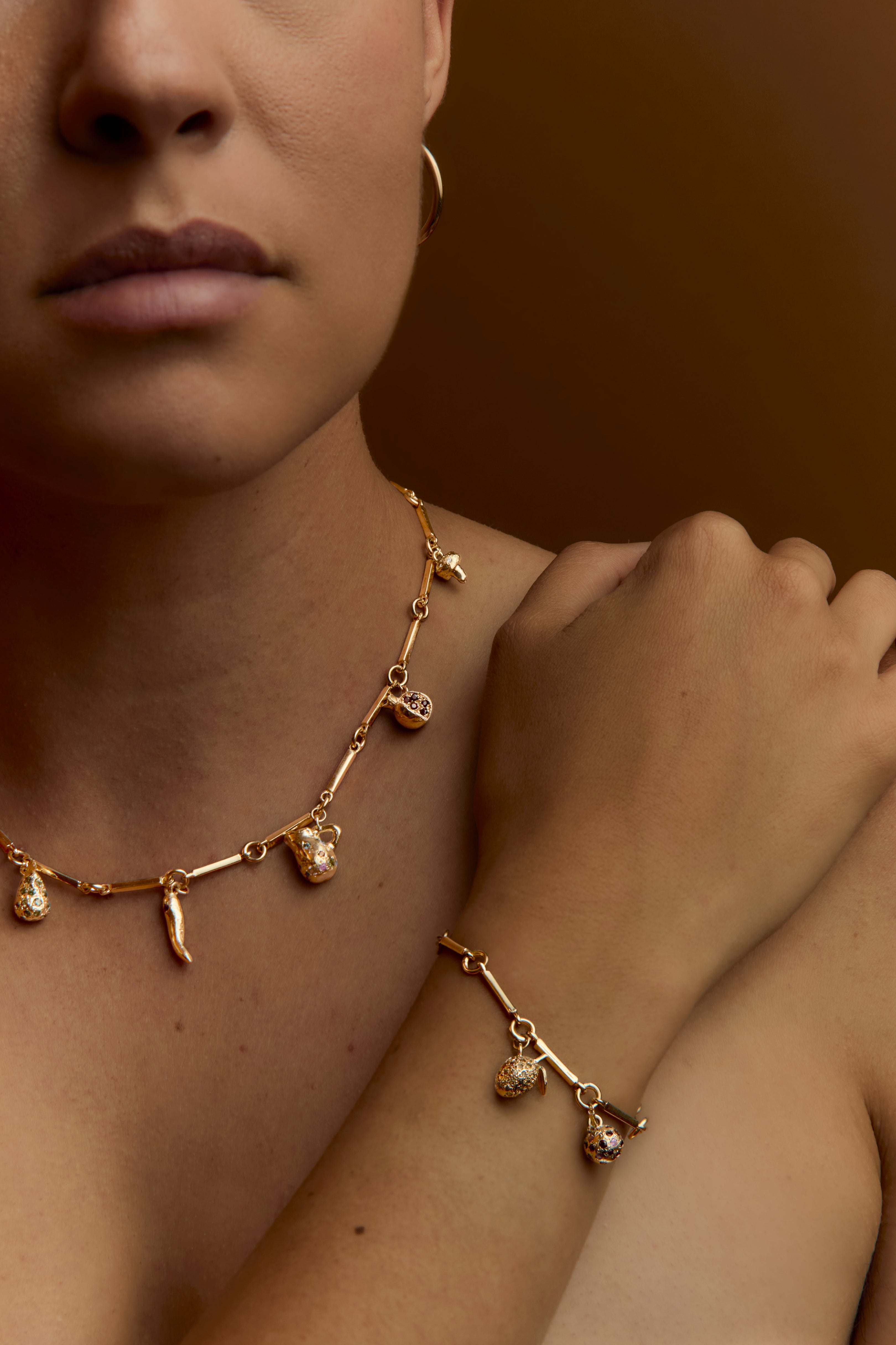 gold charm necklace chain