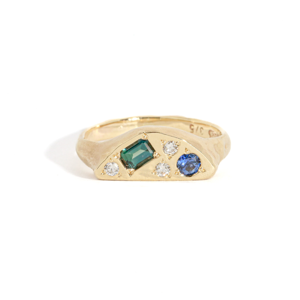 Crescent Blue Sapphire Signet