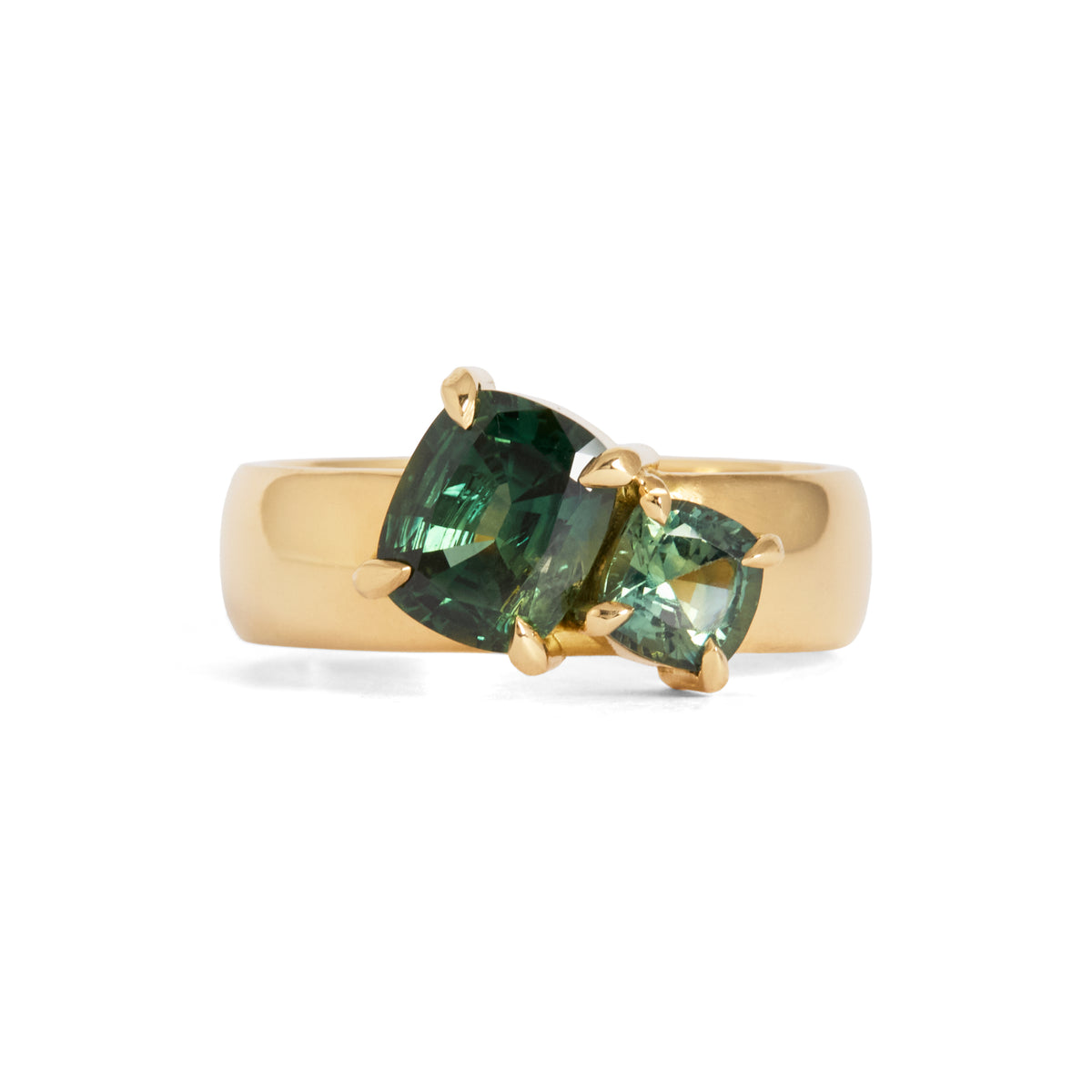 Shadow 1.77ct Cushion Cut Green Sapphire Ring