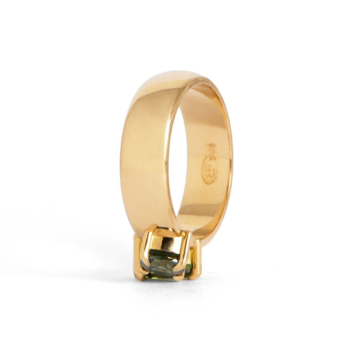 Shadow 1.77ct Cushion Cut Green Sapphire Ring