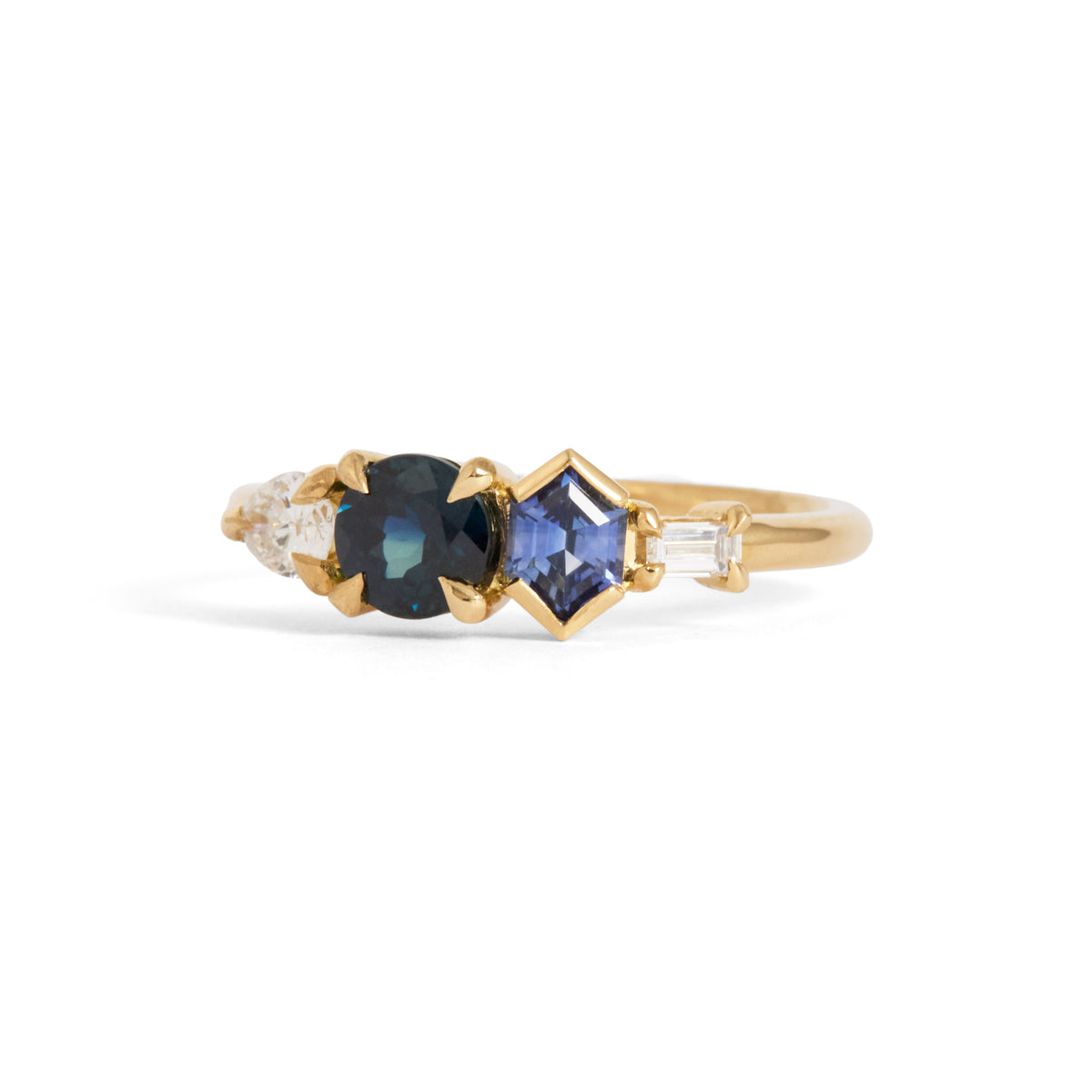 Hail Blue Sapphire & Diamond Cluster Ring