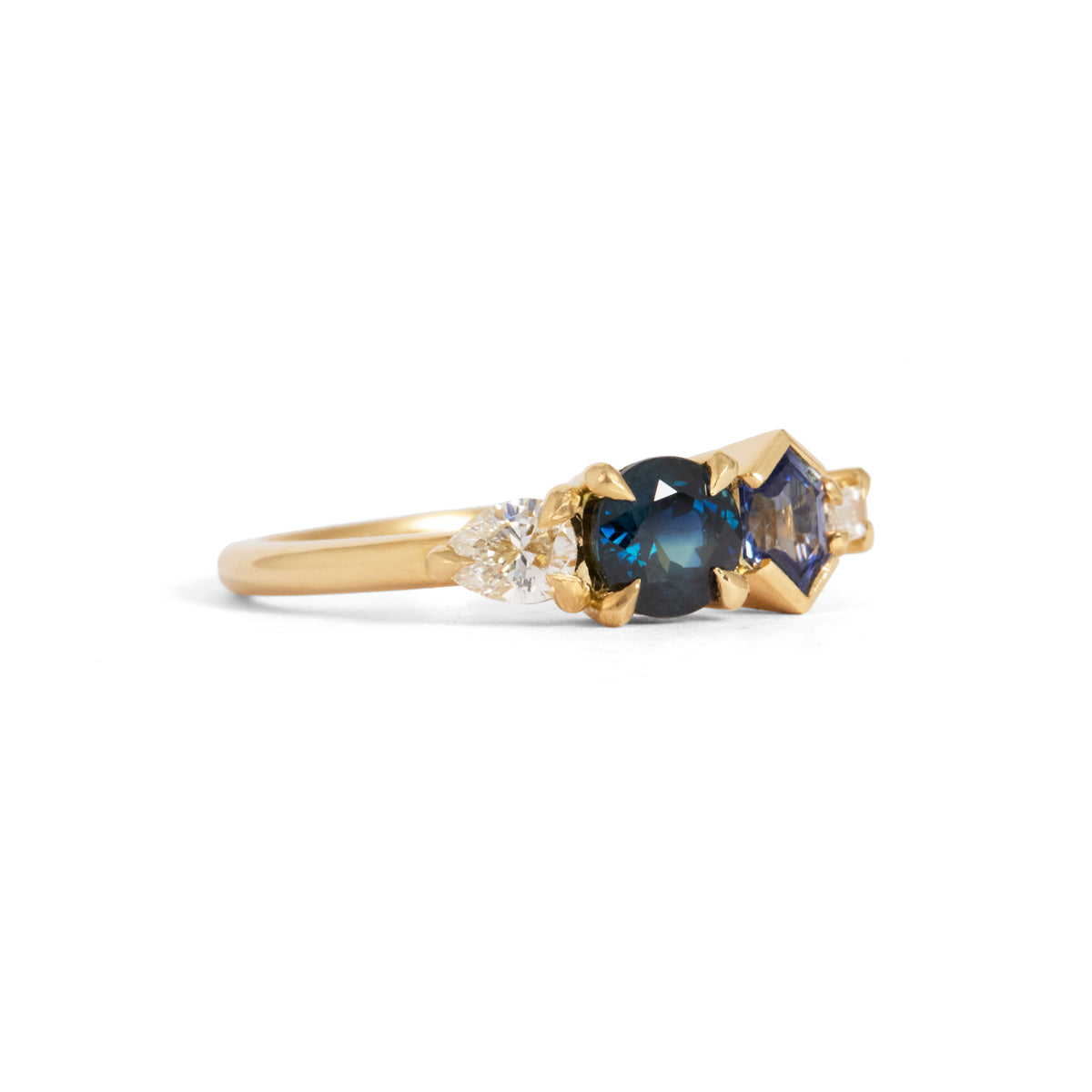 Hail Blue Sapphire & Diamond Cluster Ring