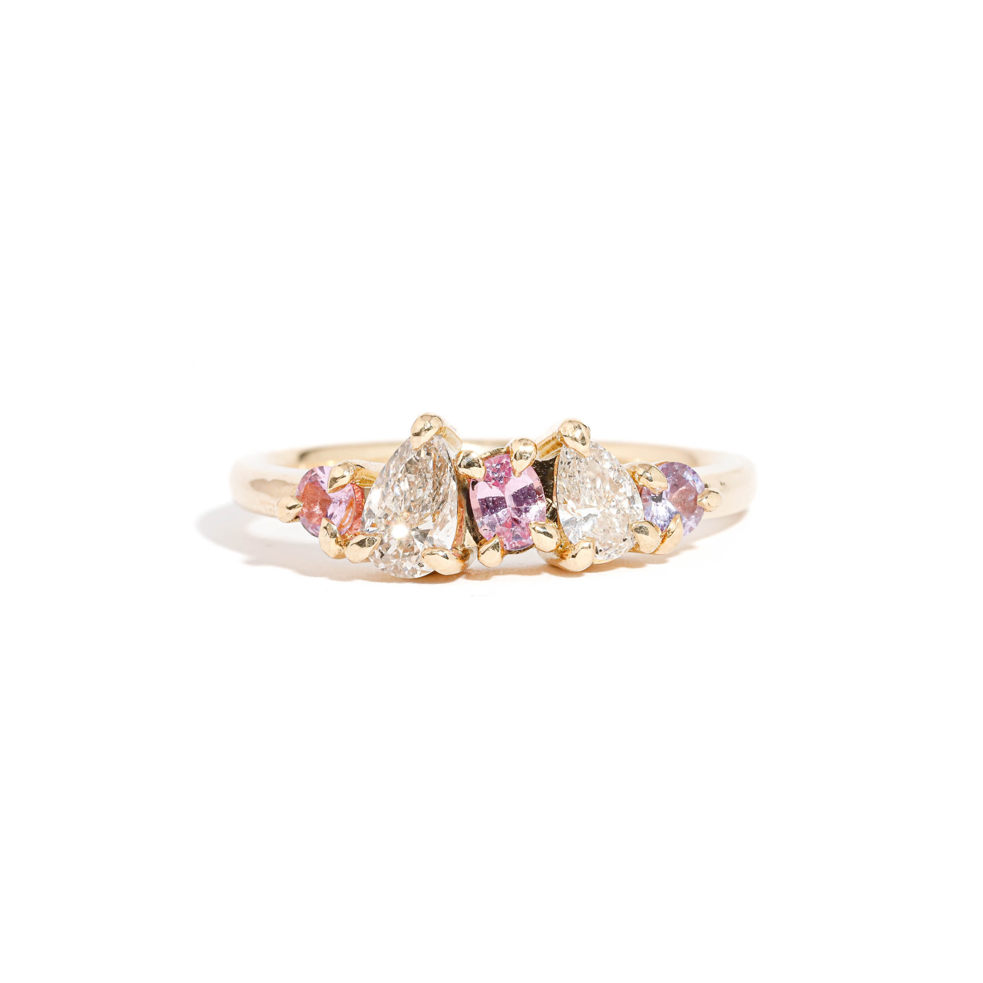 pink sapphire and diamond cluster ring