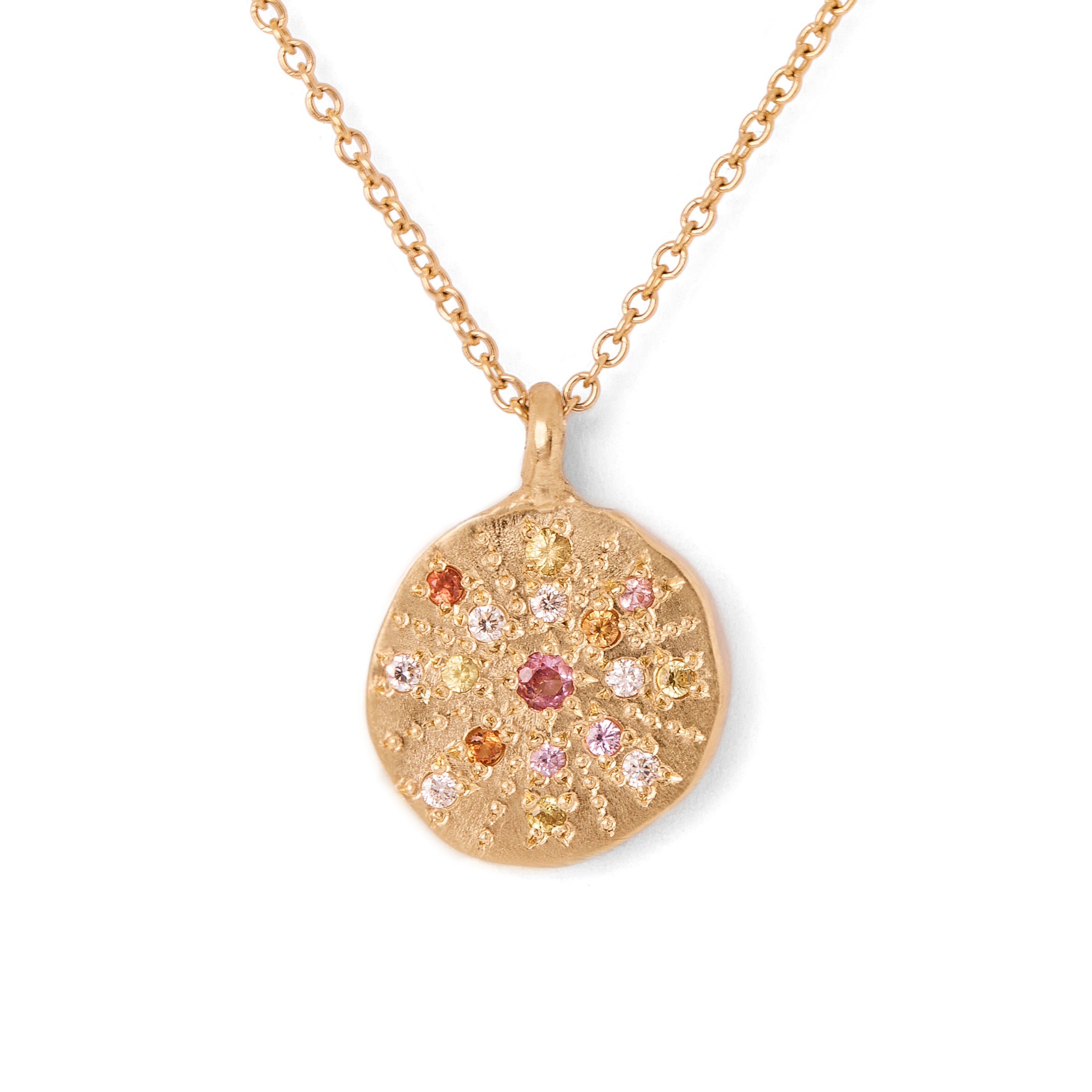 Sunburst Warm Sapphire Necklace