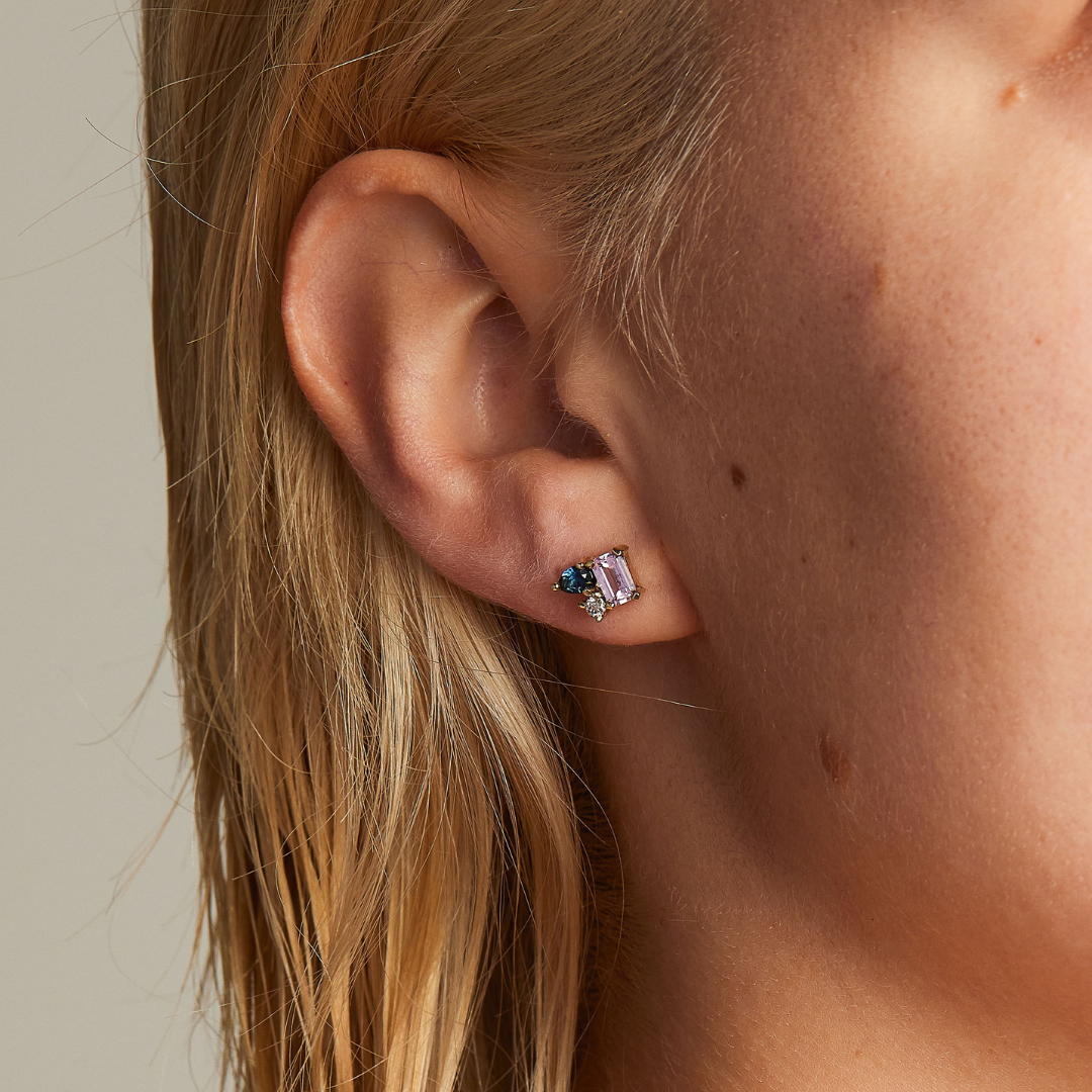 Custom made | Bespoke | Venus Studs | Australian Sapphire and Diamond Studs | Black Finch Jewellery | Melbourne