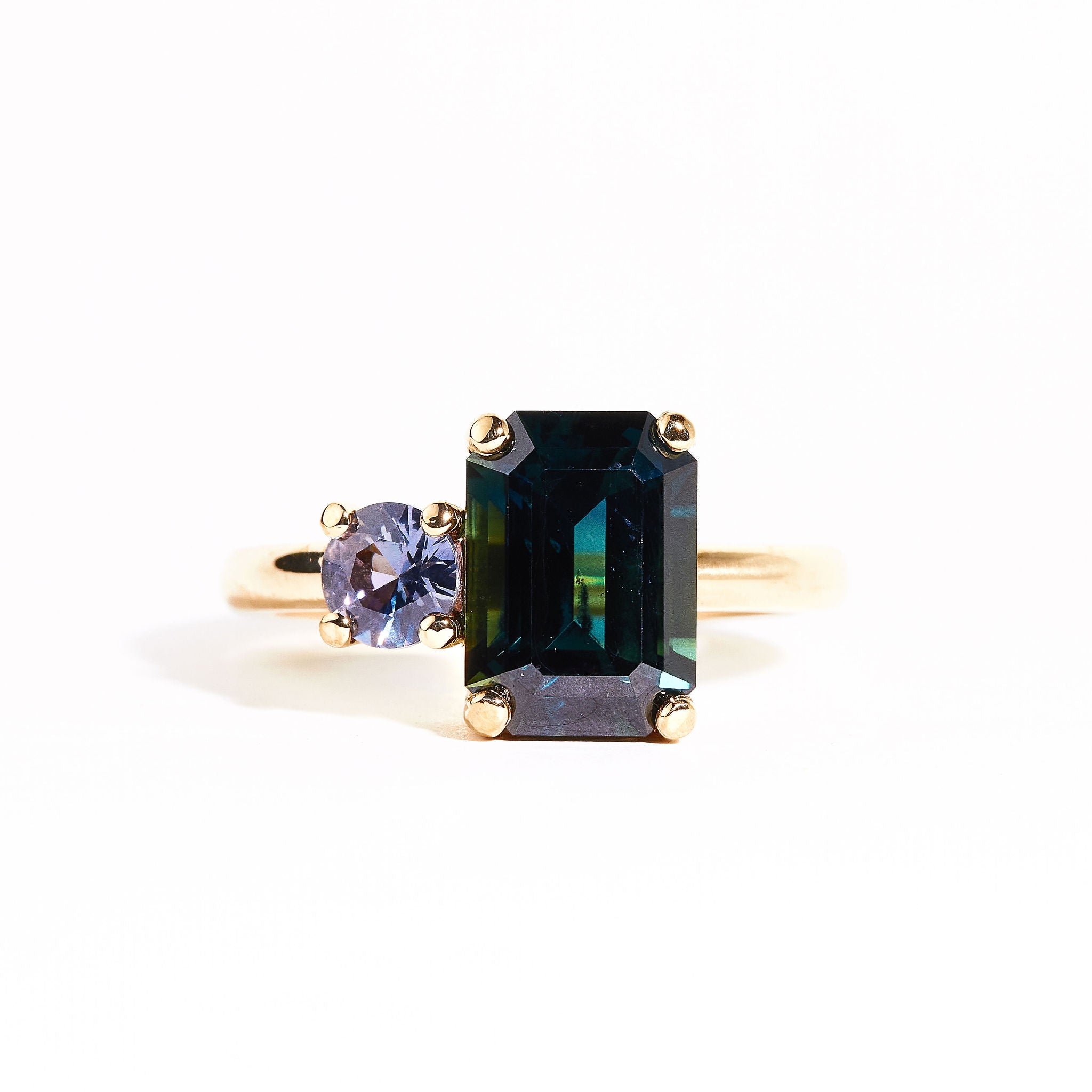 Bespoke | Toi et Moi Ring | Twilight Forever Sapphire Ring | Two Stone Sapphire Ring | Emerald Cut Sapphire Ring in 18ct Yellow Gold |