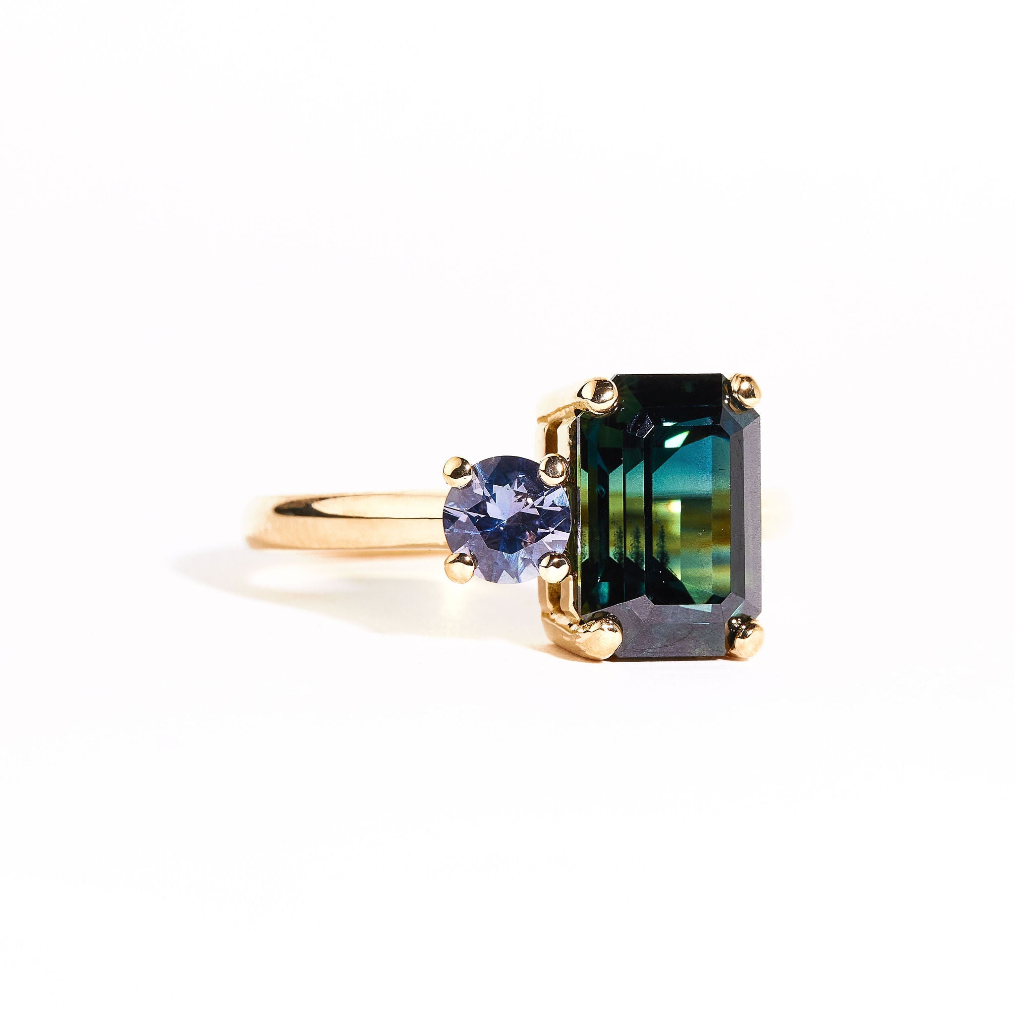 Bespoke | Toi et Moi Ring | Twilight Forever Sapphire Ring | Two Stone Sapphire Ring | Emerald Cut Sapphire Ring in 18ct Yellow Gold |