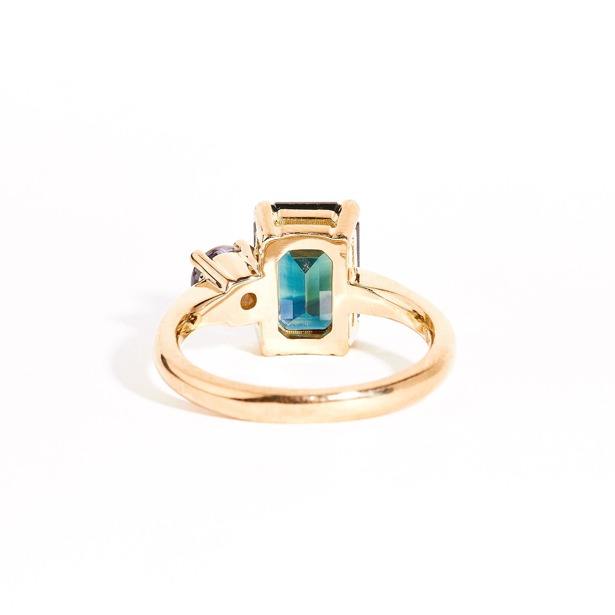 Bespoke | Toi et Moi Ring | Twilight Forever Sapphire Ring | Two Stone Sapphire Ring | Emerald Cut Sapphire Ring in 18ct Yellow Gold |