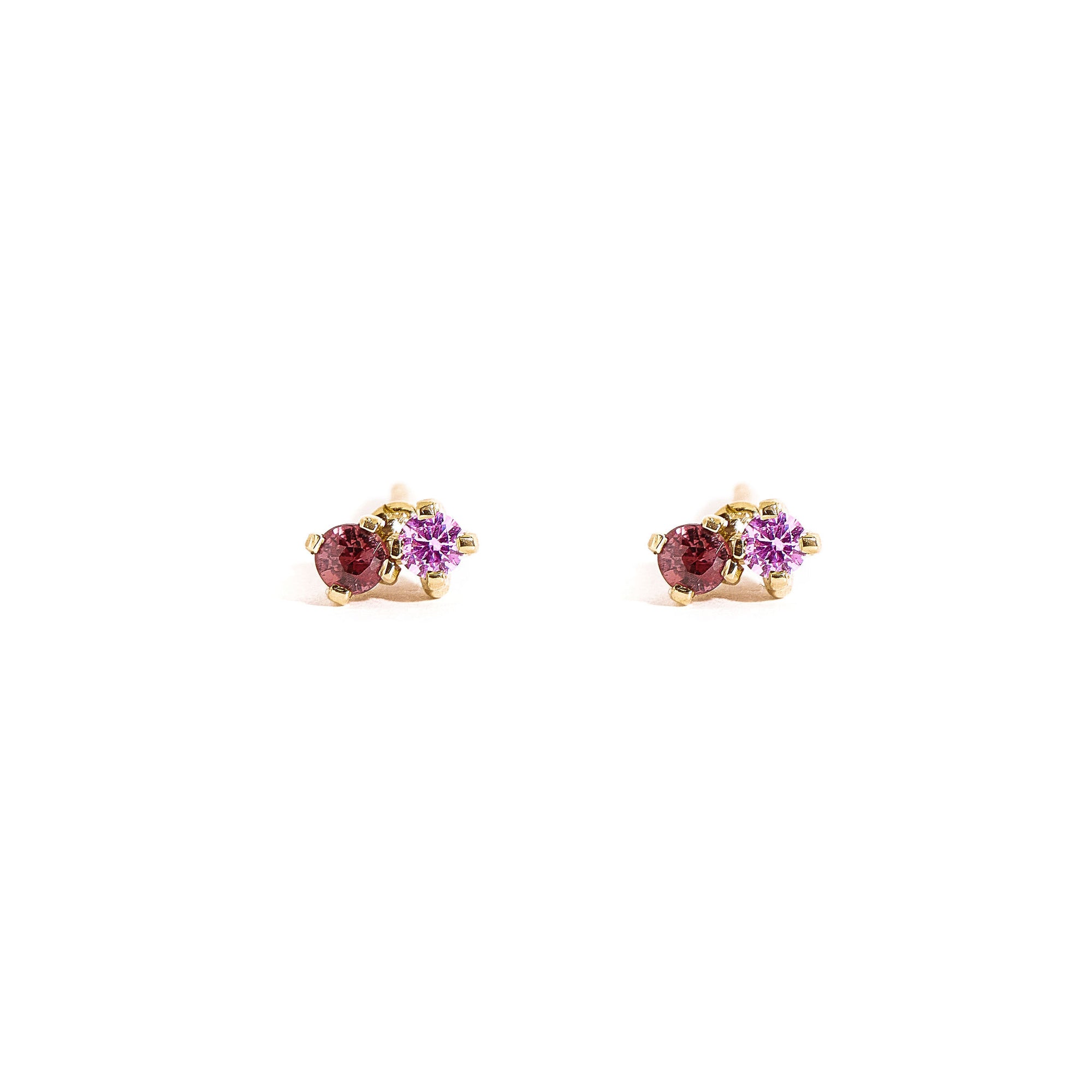 Twin Flame Pink and Red Sapphire Earrings