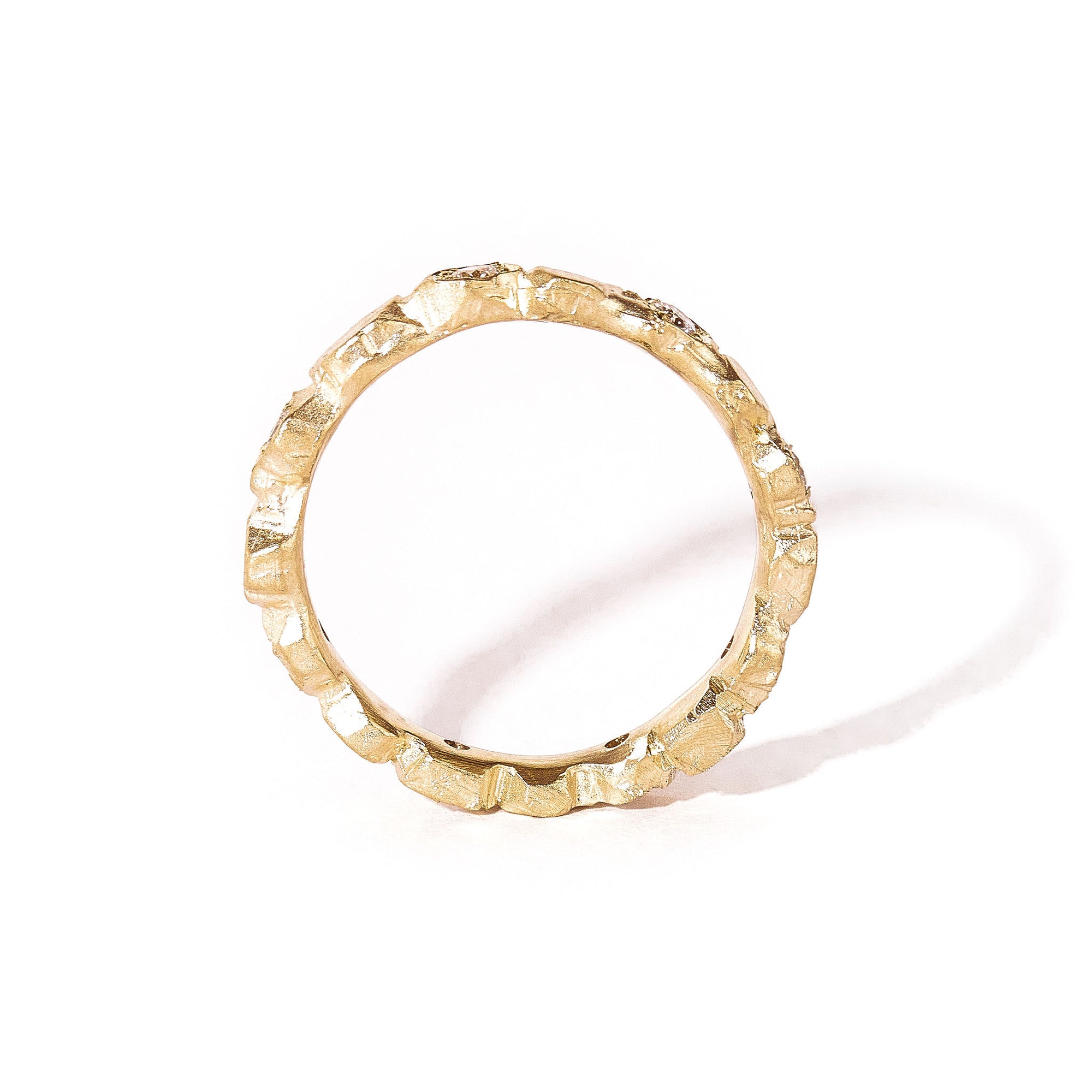 7 Stone Diamond Handcrafted Ring in 9ct Yellow Gold