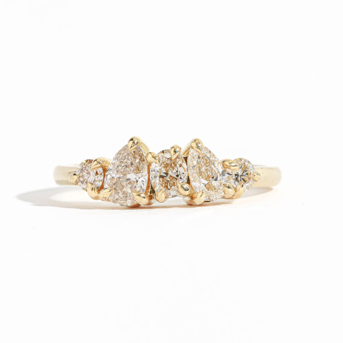 Pear Cut Diamond Cluster Ring in 18kt Yellow Gold