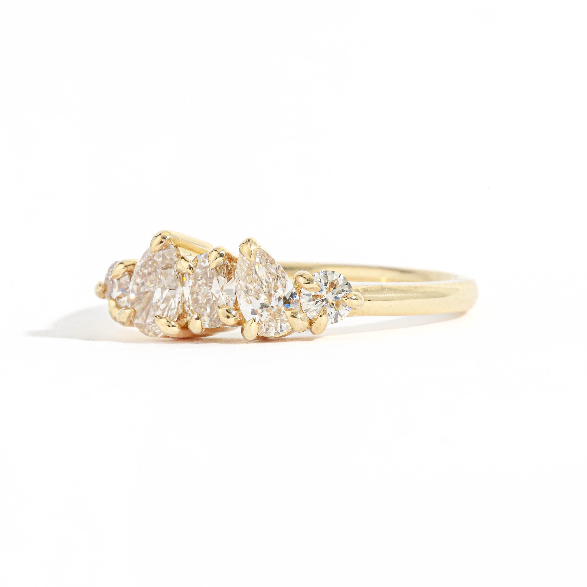 Pear Cut Diamond Cluster Ring in 18kt Yellow Gold