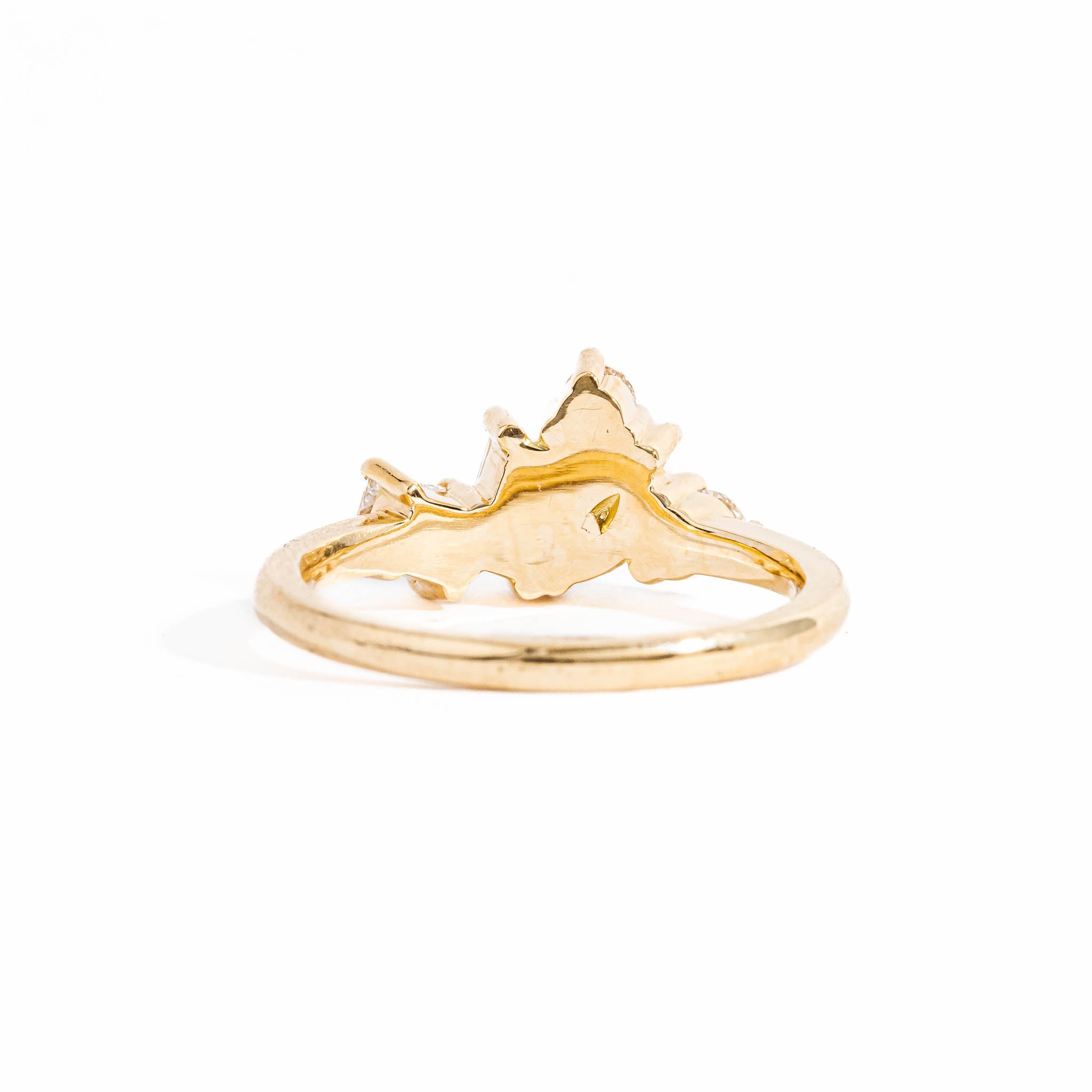 Five Stone Pear Cut, Baguette Cut and Princess Cut White Diamond Engagement Ring in 18 carat Yellow Gold