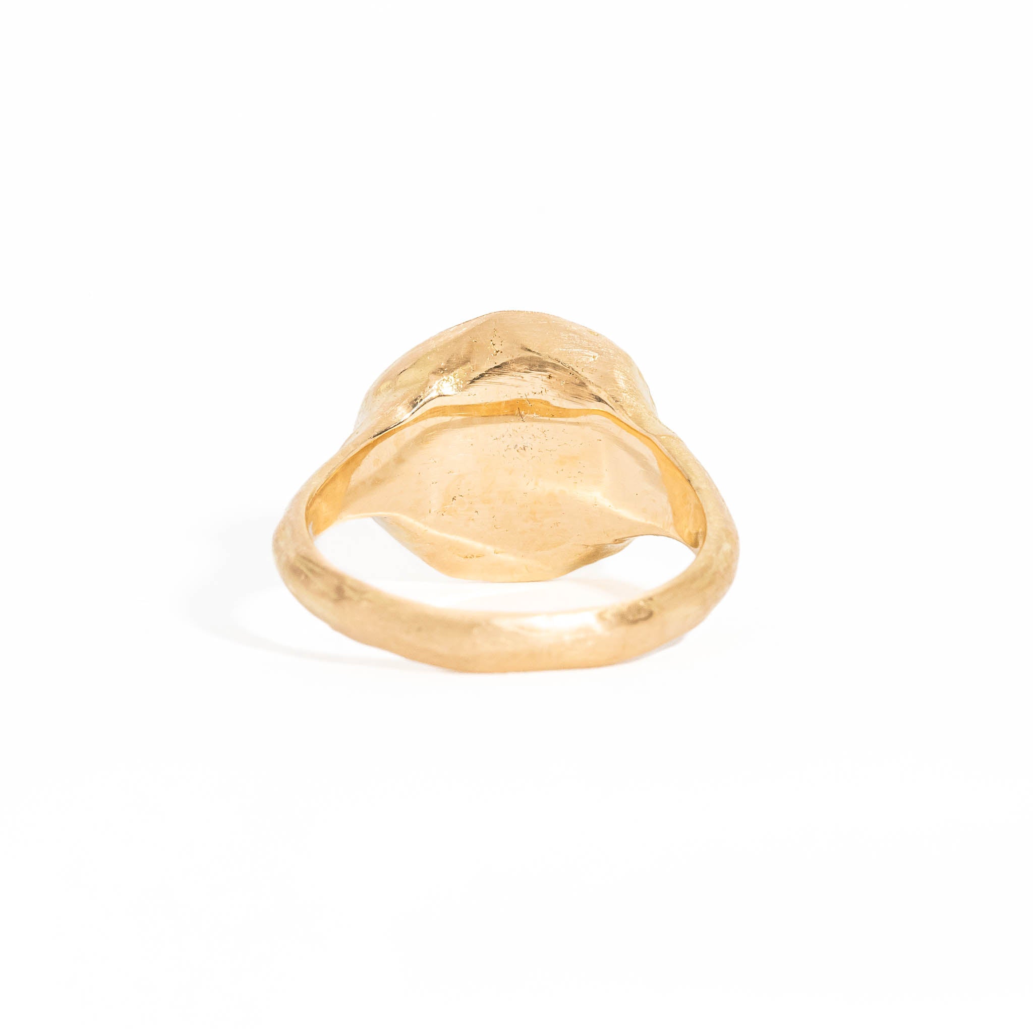 Round Signet Ring wth Pave Set White Diamond in 18 Carat Yellow Gold