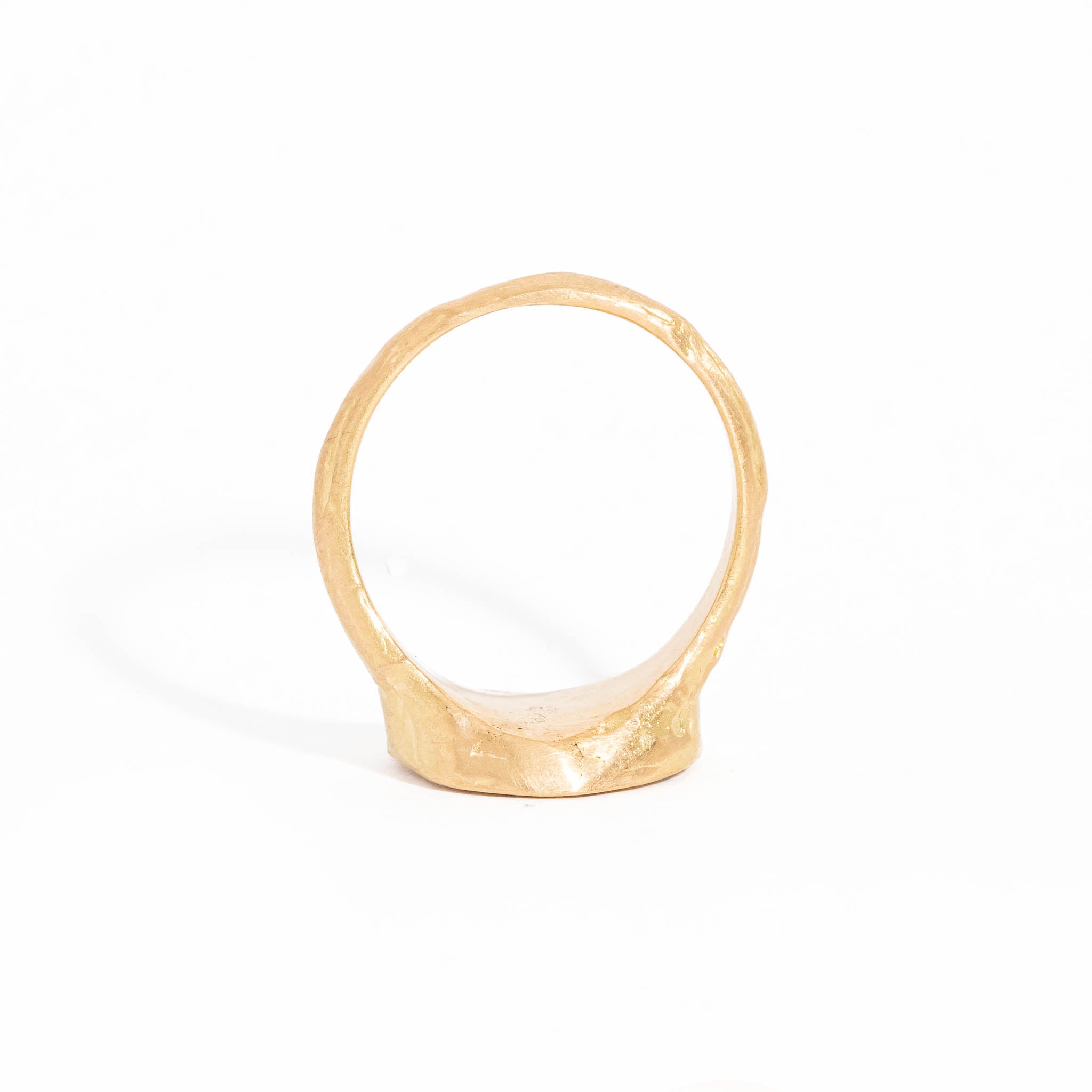 Round Signet Ring wth Pave Set White Diamond in 18 Carat Yellow Gold