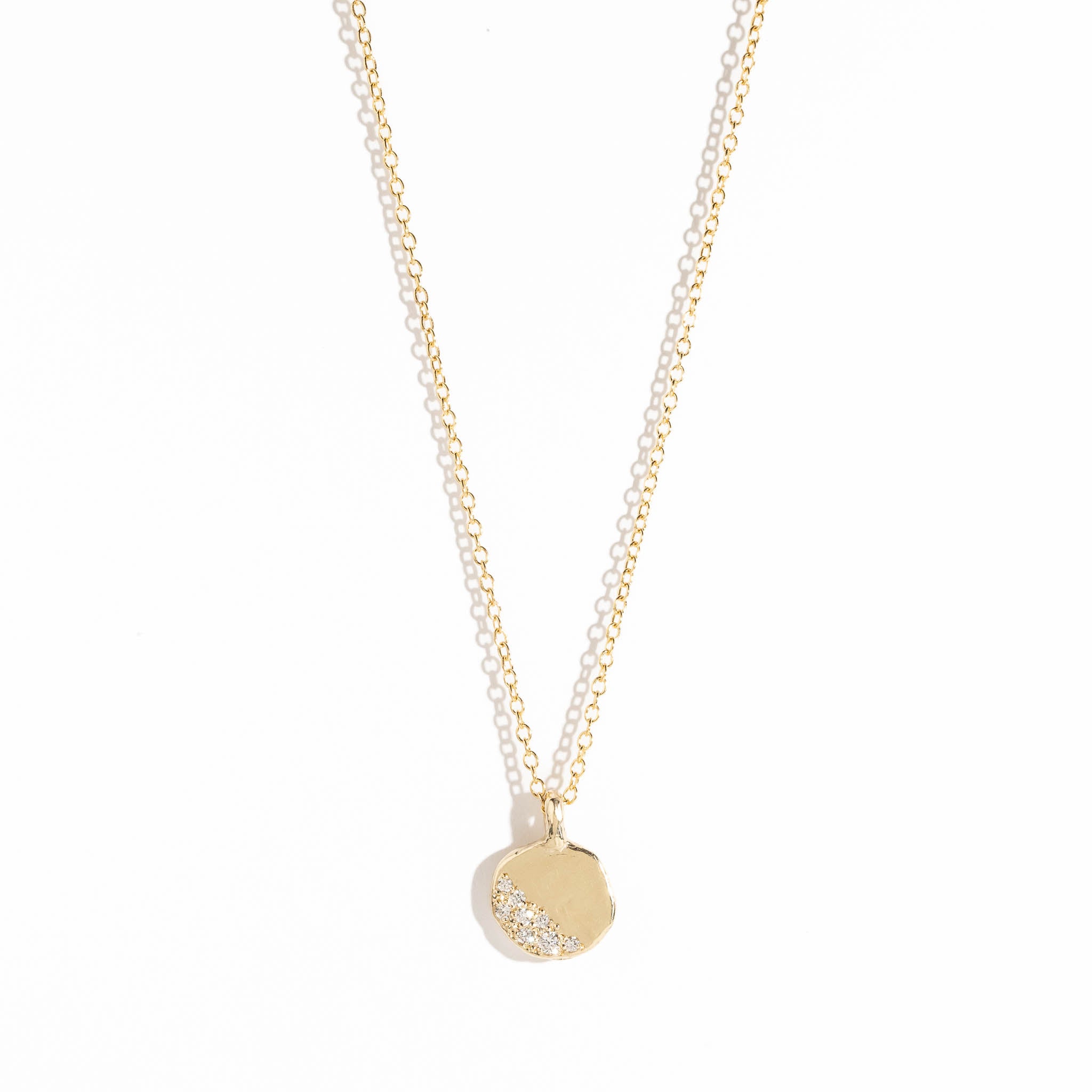 Pave Set White Diamond Necklace in 9 Carat Yellow Gold