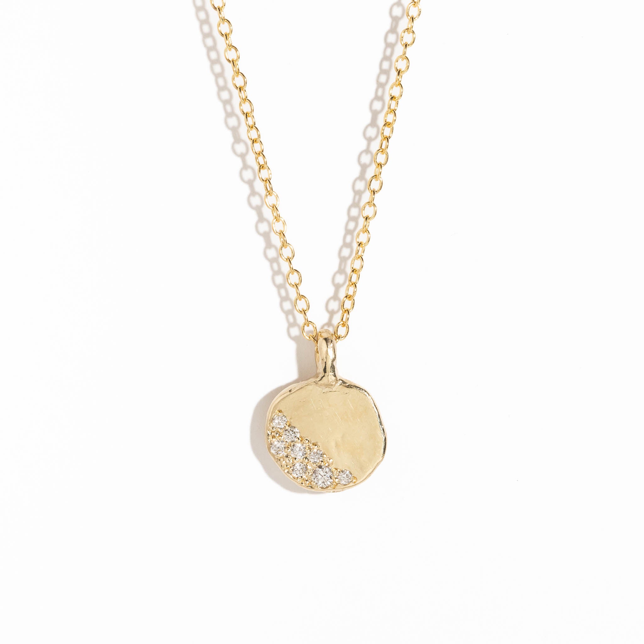 Pave Set White Diamond Necklace in 9 Carat Yellow Gold