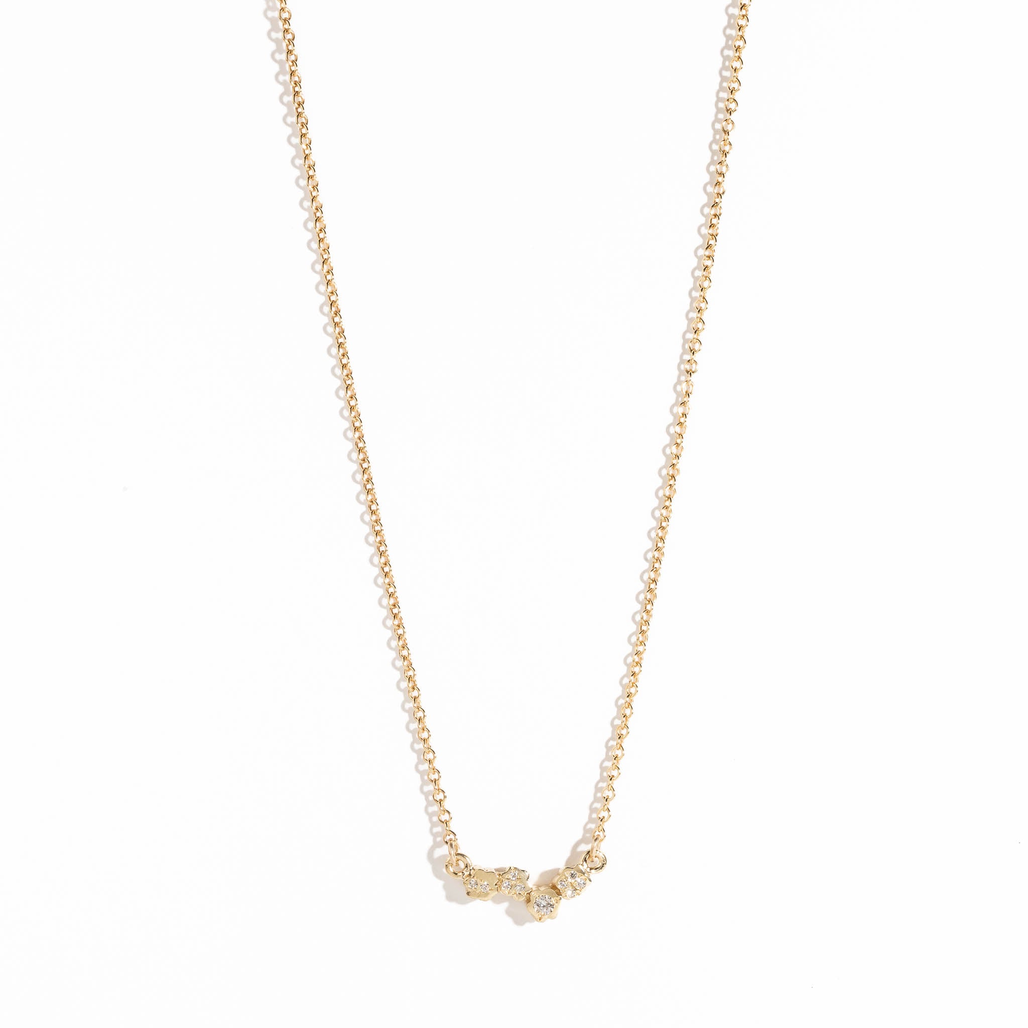 Handmade 9ct Yellow Gold Flower Shaped Pendant with White Diamonds