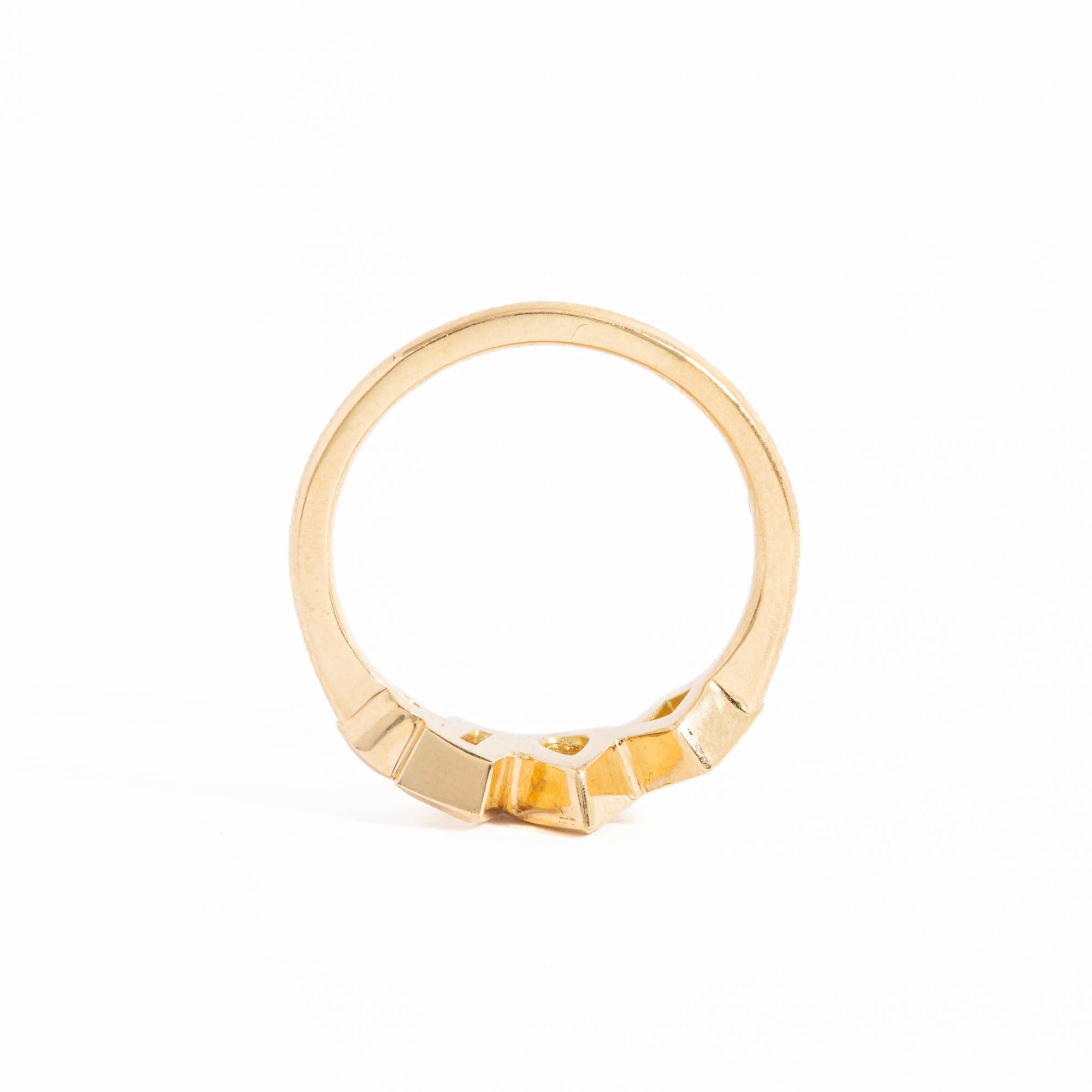 Four Stone Pear Cut, Baguette Cut and Princess Cut Bezel Set Diamond Engagement Ring in 18 Carat Yellow Gold 
