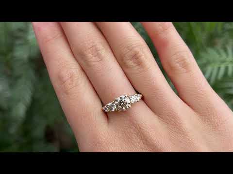 Video of Handmade bespoke mixed size cognac, champagne, white and pink diamonds. Yellow recycled, refined gold Made in Melbourne by Black Finch Jewellery