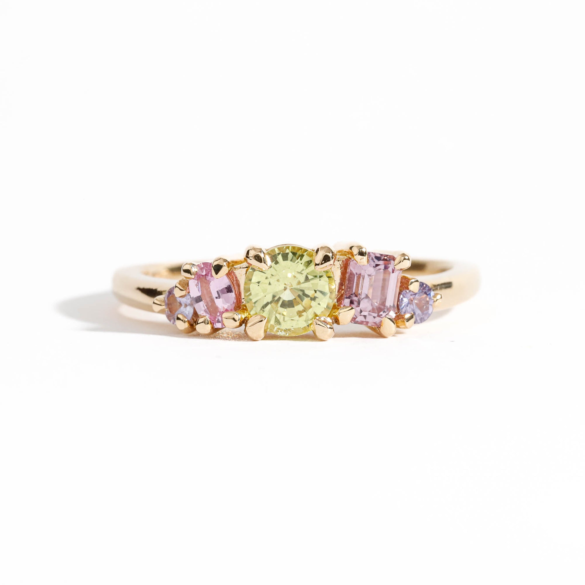 Ethically Yellow and Pink Sapphire Ring in 18ct Yellow Gold