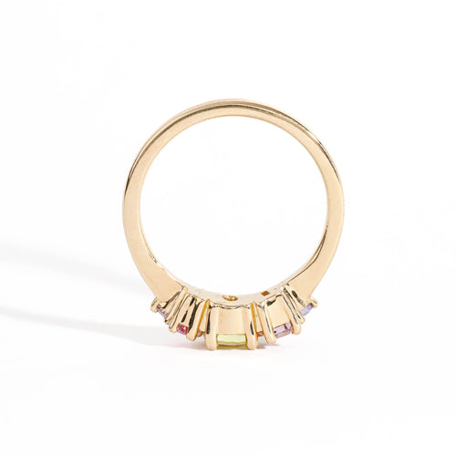Ethically Yellow and Pink Sapphire Ring in 18ct Yellow Gold