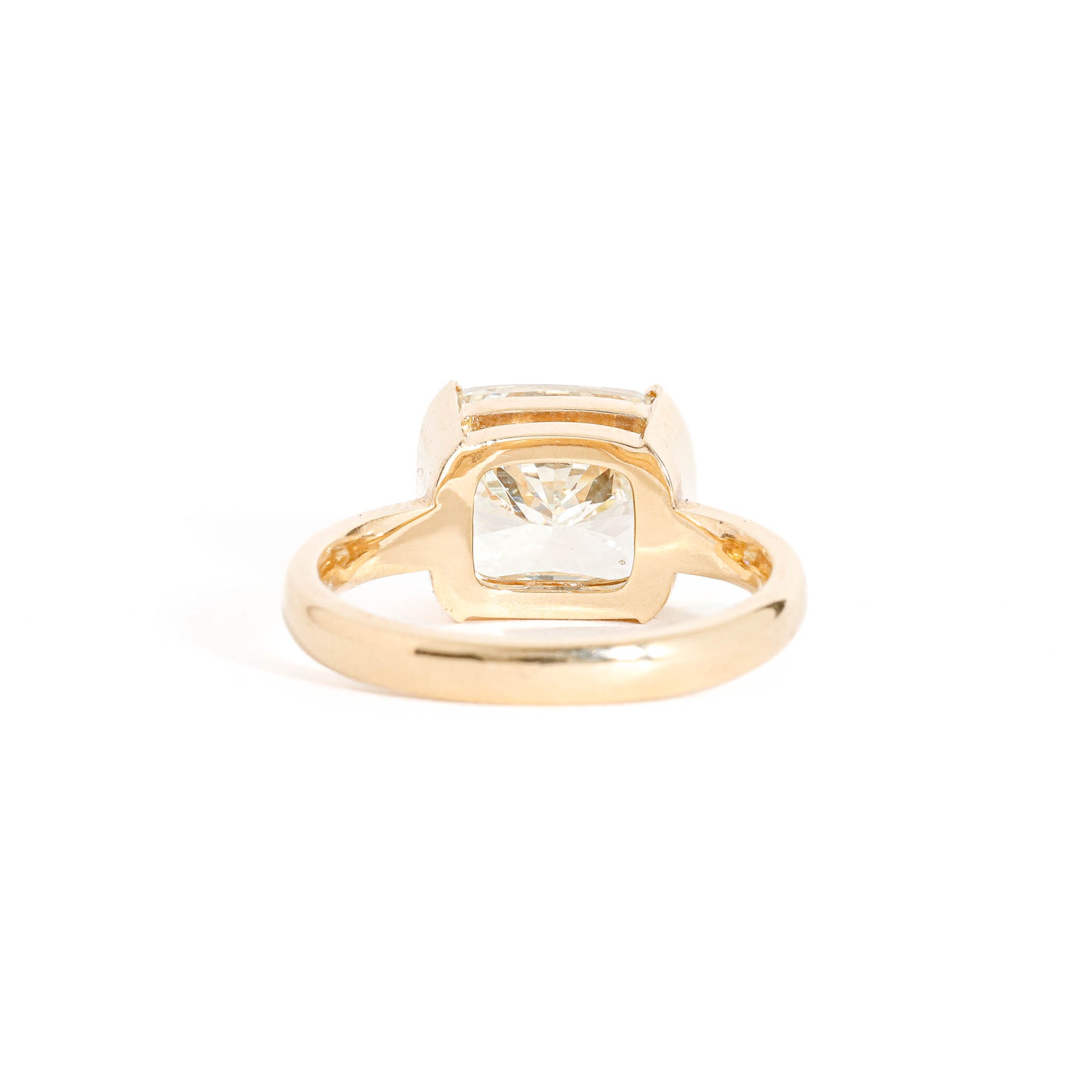 Cushion Cut Champagne Diamond Ring in a Part Bezel Set