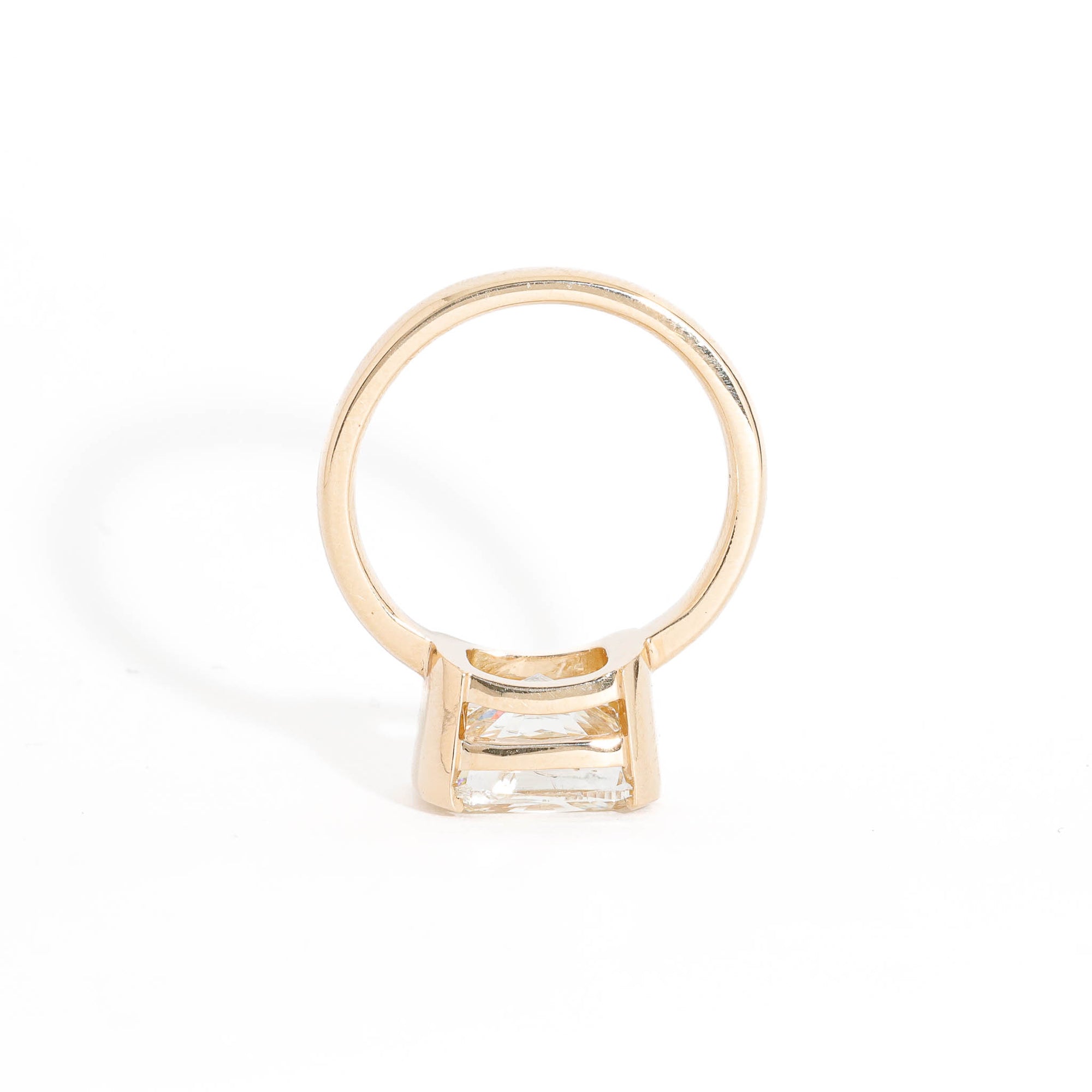 Cushion Cut Champagne Diamond Ring in a Part Bezel Set