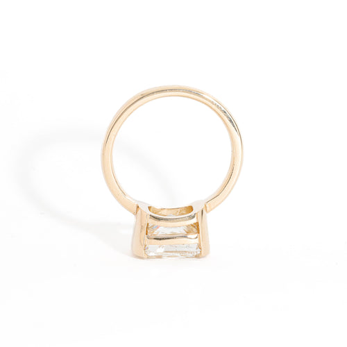 Cushion Cut Champagne Diamond Ring in a Part Bezel Set