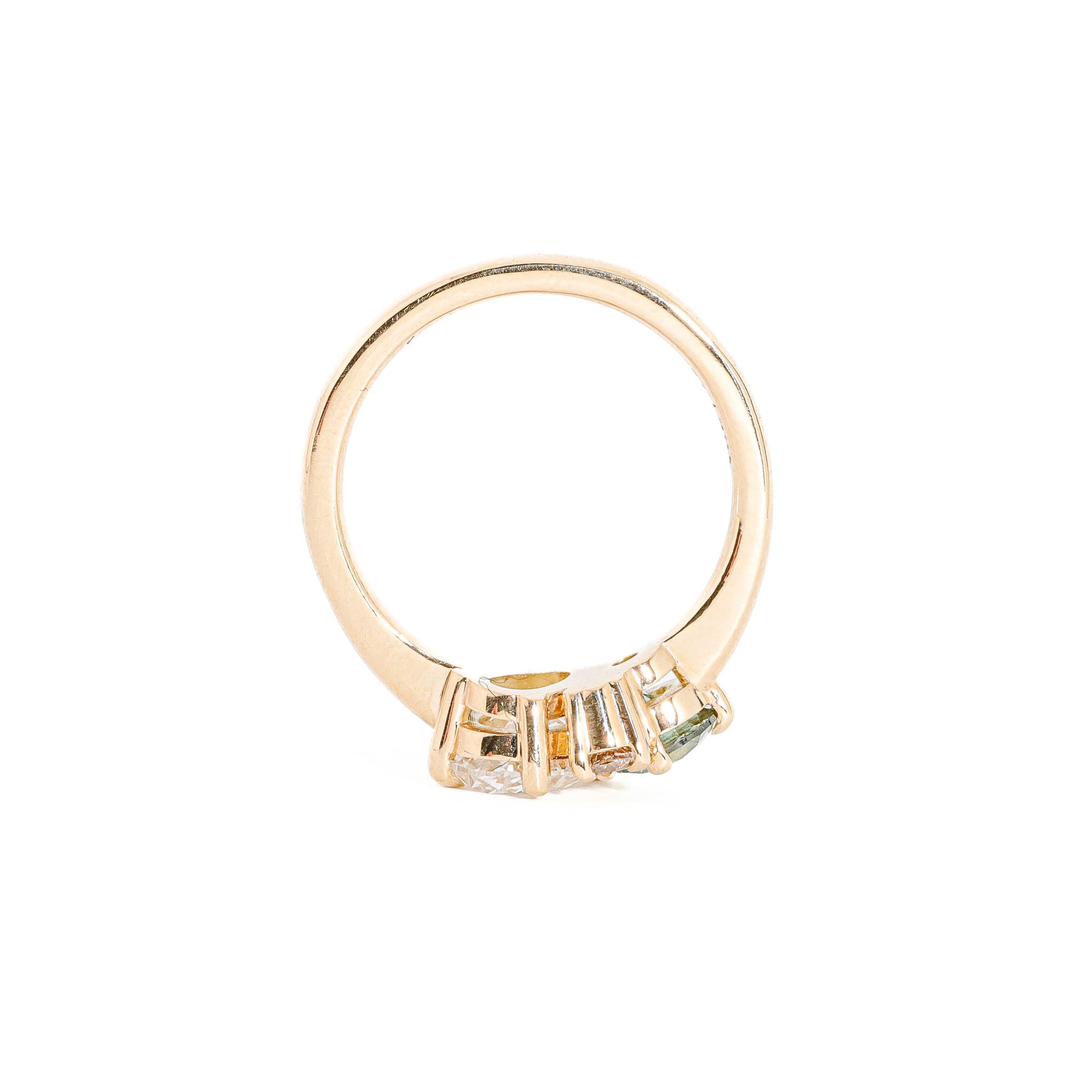 Oval Cut Diamond and Round Cut Sapphire and Diamond Cluster Ring in 18 Carat Yellow Gold 