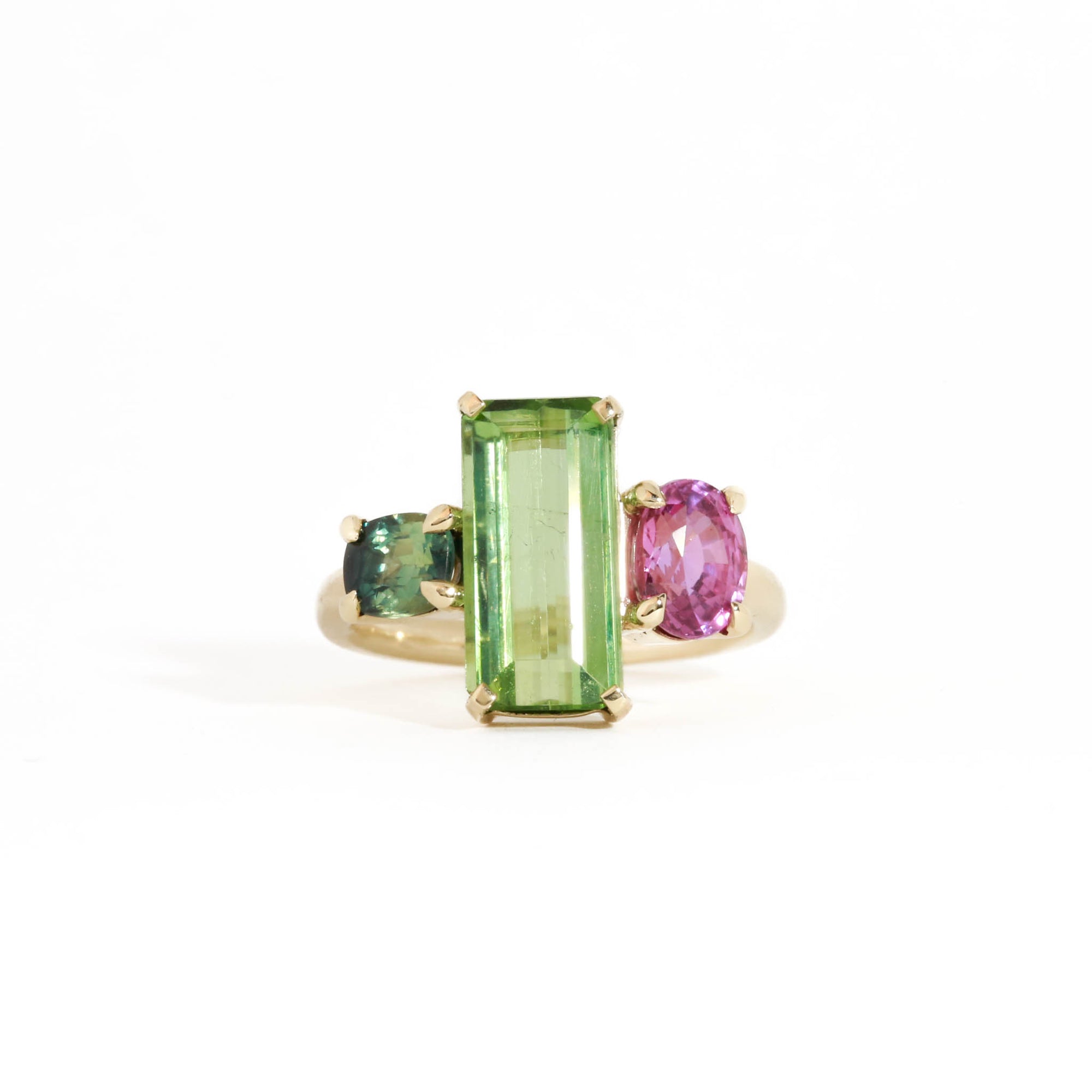 Meadow Tourmaline and Sapphire Ring