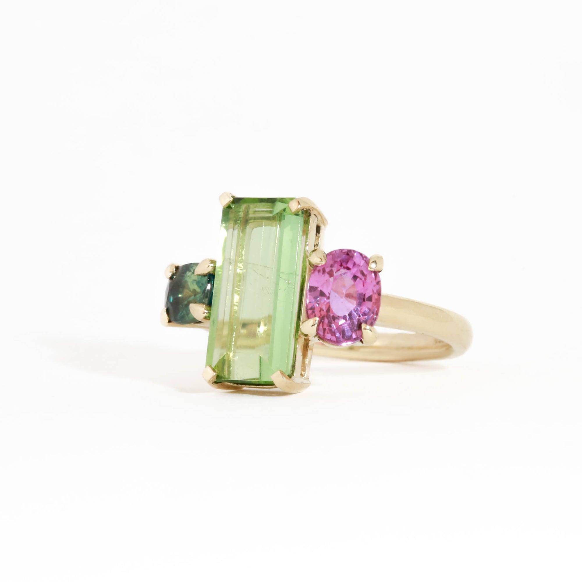 Meadow Tourmaline and Sapphire Ring