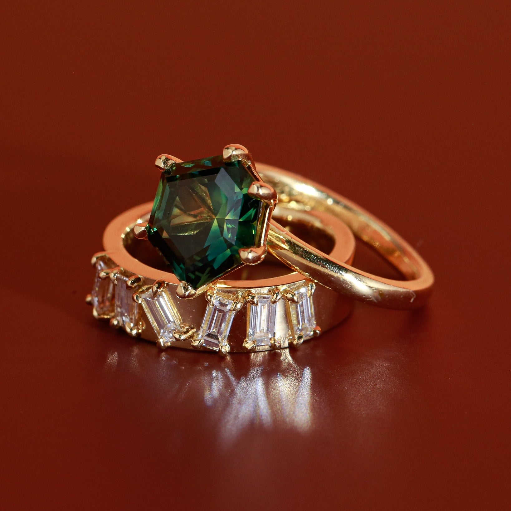 freeform cut sapphire solitaire ring