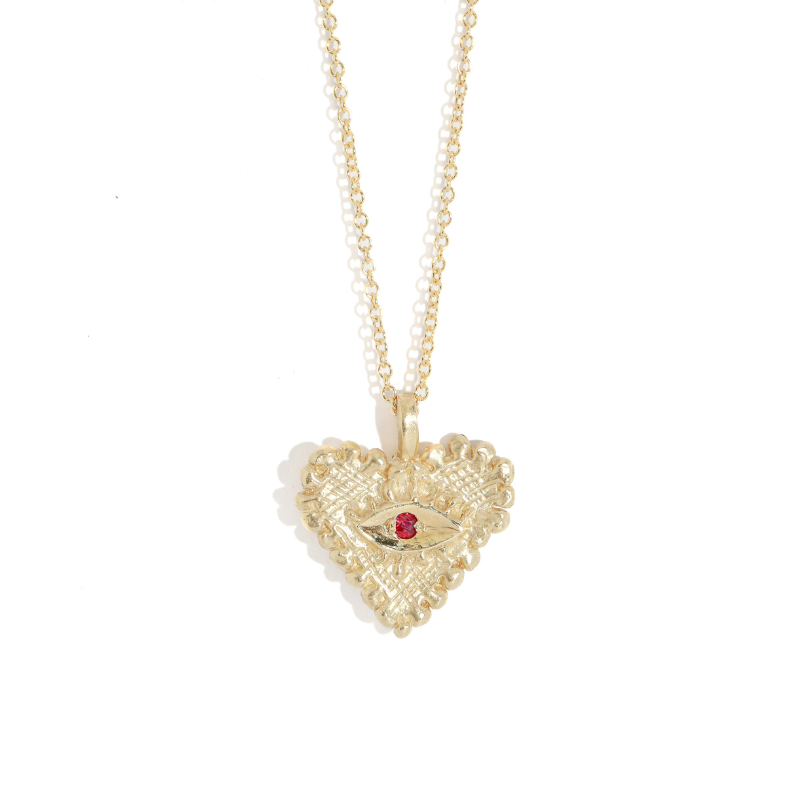 All Seeing Heart Pendant Ruby