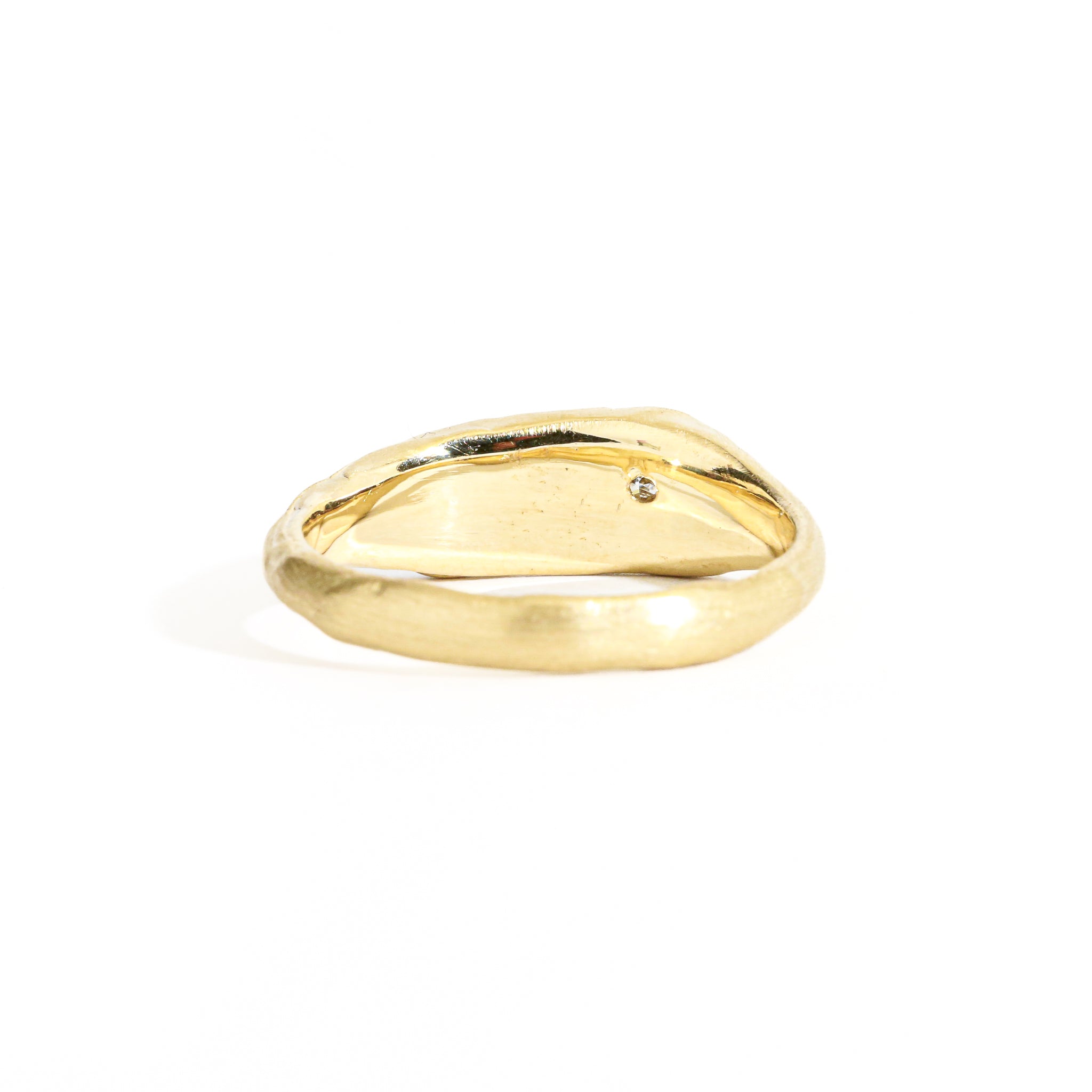 Signet Ring with Princess Cut White Diamond in 9ct Yellow Gold