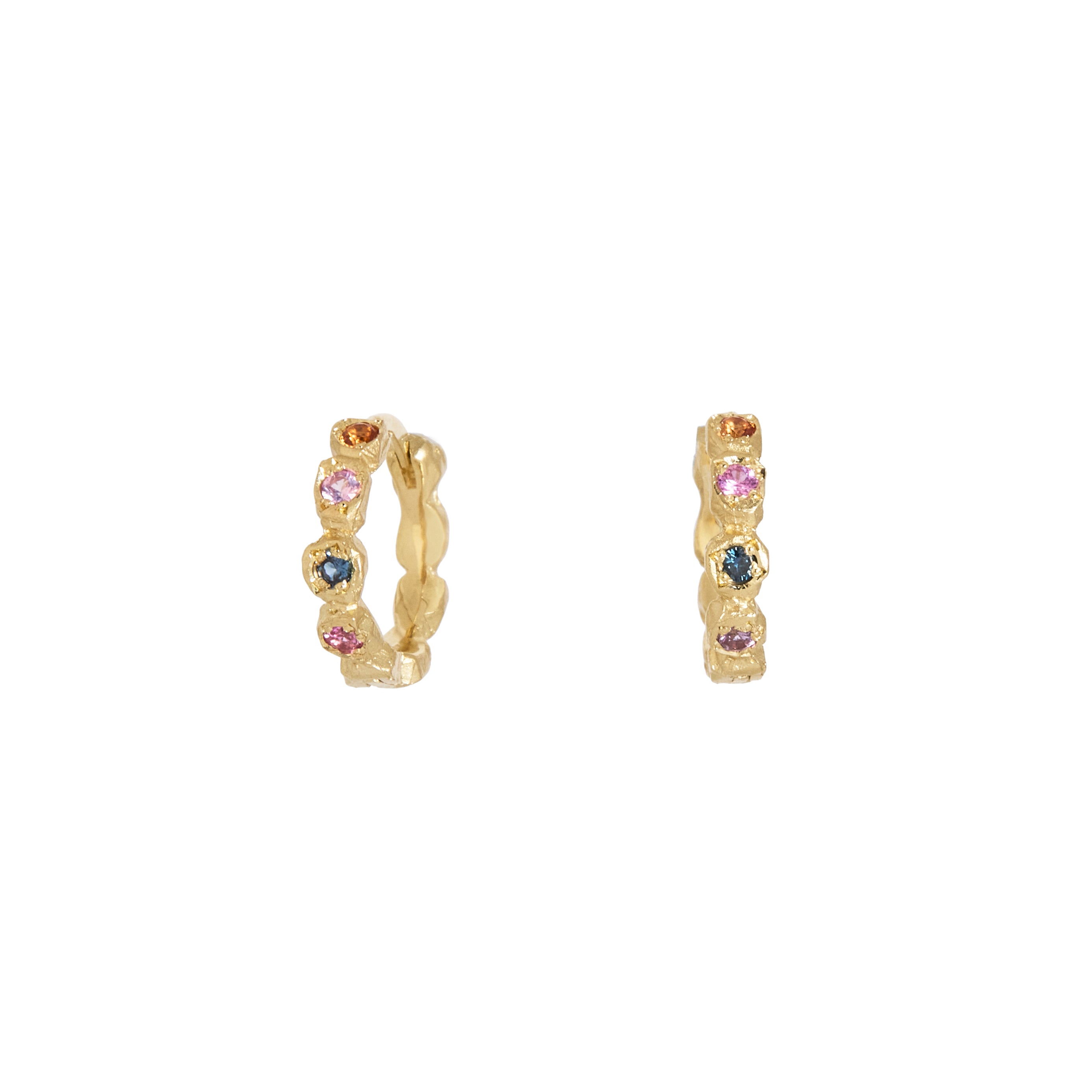 Asteroid Sapphire Huggie Earrings