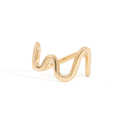 Solid 18ct Gold curved ring 