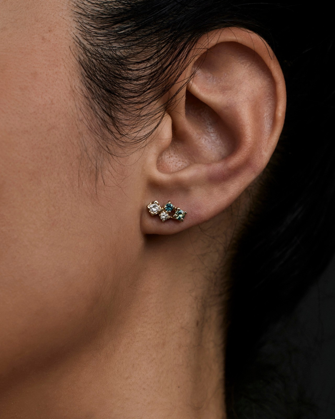 Dapple Diamond and Sapphire Studs