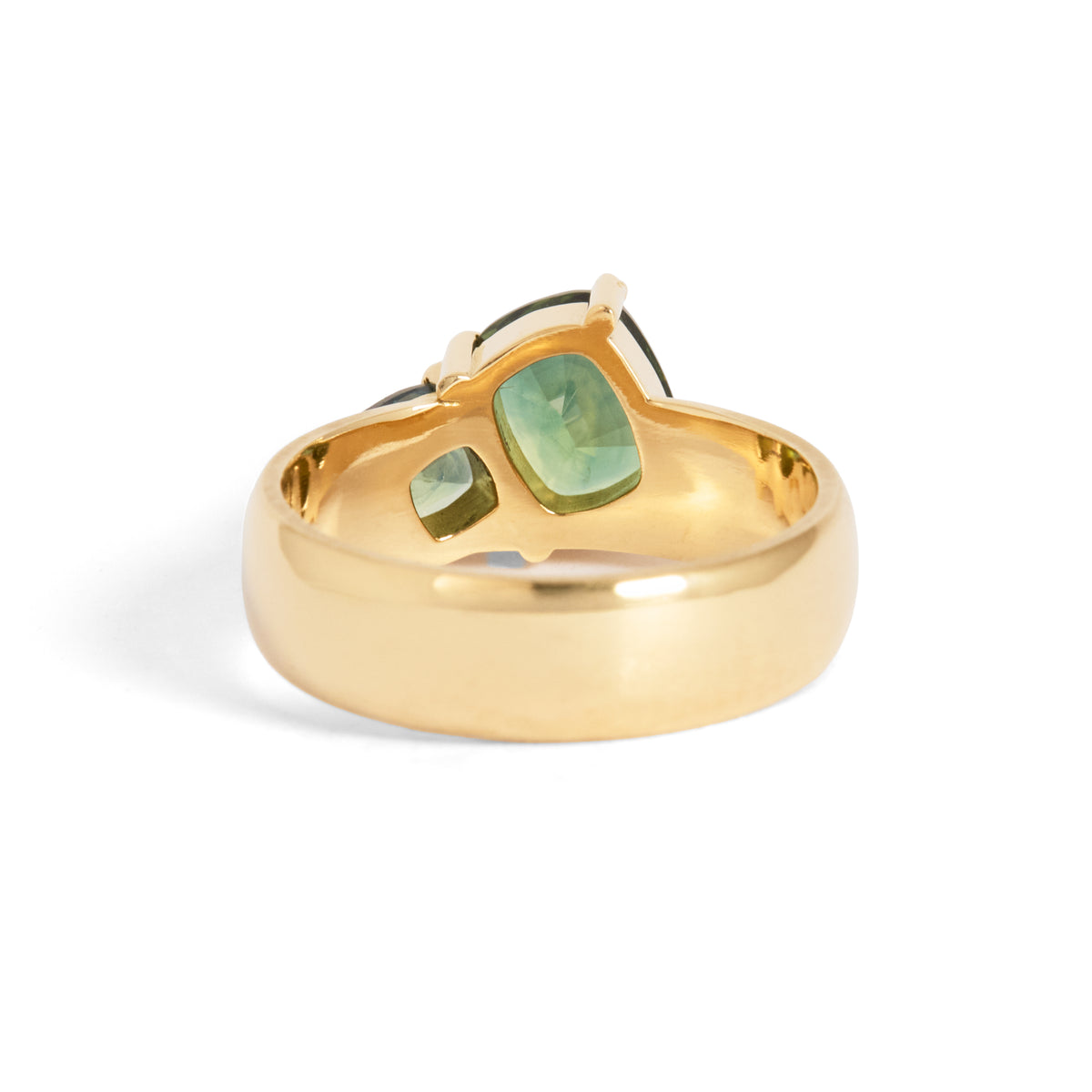 Shadow 1.77ct Cushion Cut Green Sapphire Ring